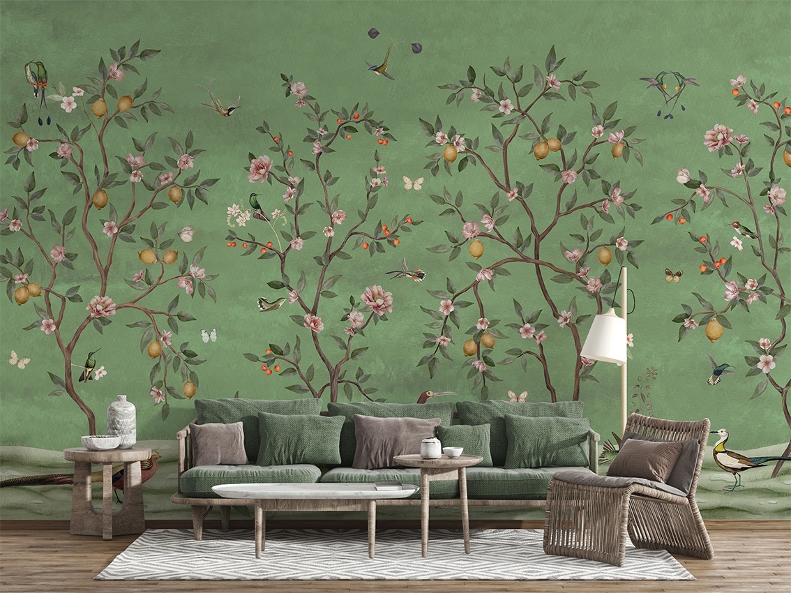 Fototapet Lemon Tree Chinoiserie - Green, Sir Edward - 4