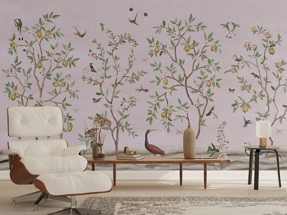 Fototapet Lemon Tree Chinoiserie - Pink, Sir Edward - 5