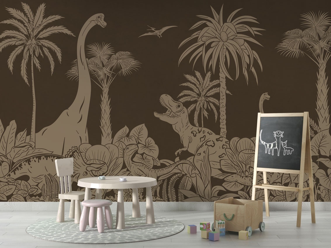 Fototapet Monochrome Dino - Brown Vintage, Kikki Belle - 4