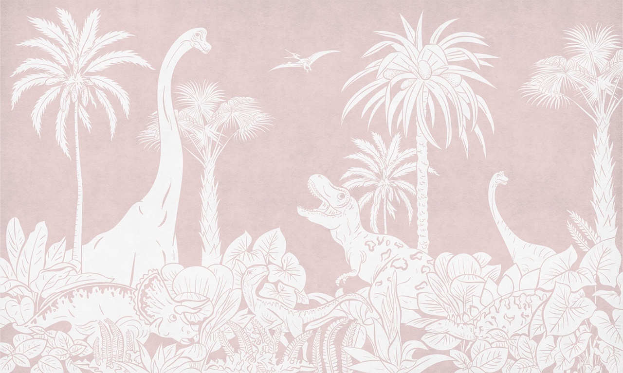 Fototapet Monochrome Dino - Pink, Kikki Belle - 2