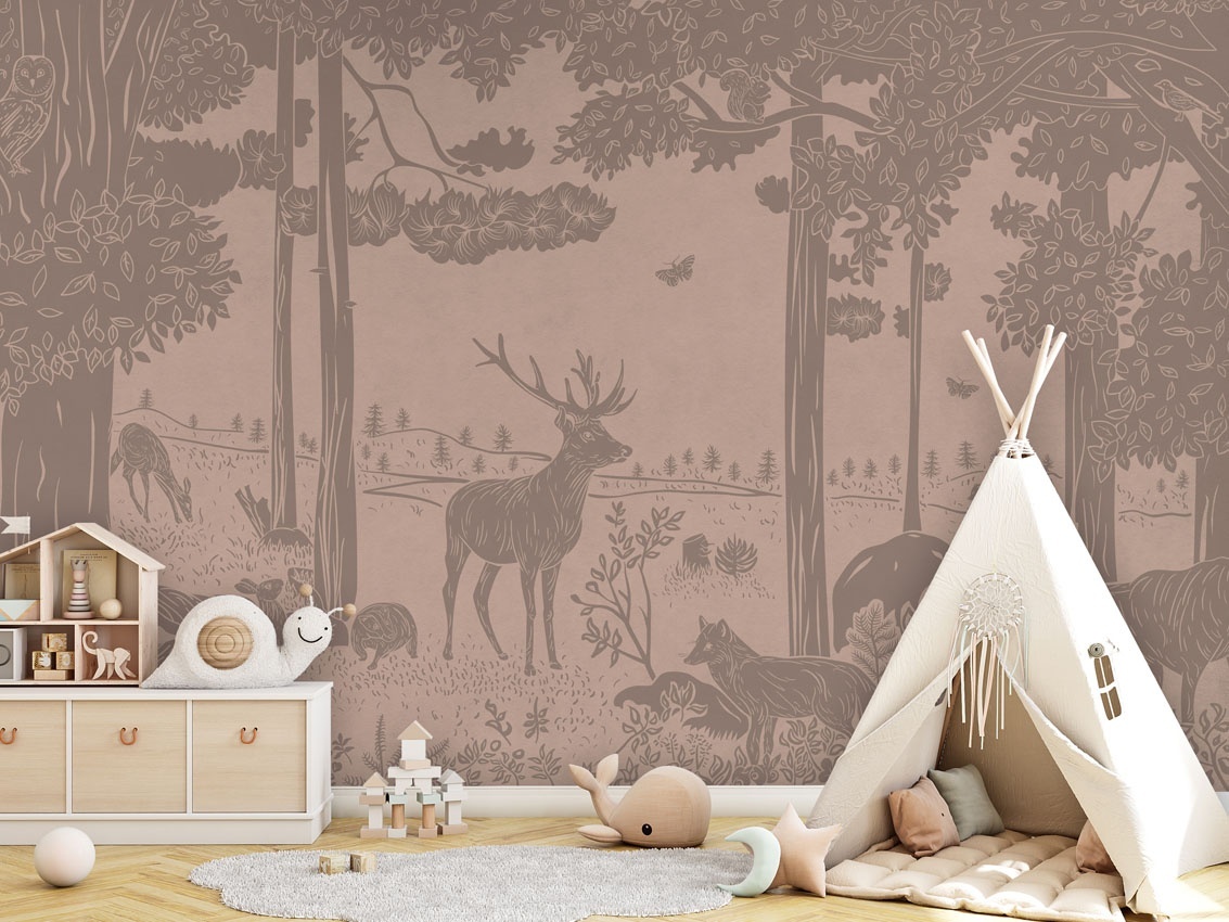 Fototapet Monochrome Forest - Pink Vintage, Kikki Belle — imaginea 5