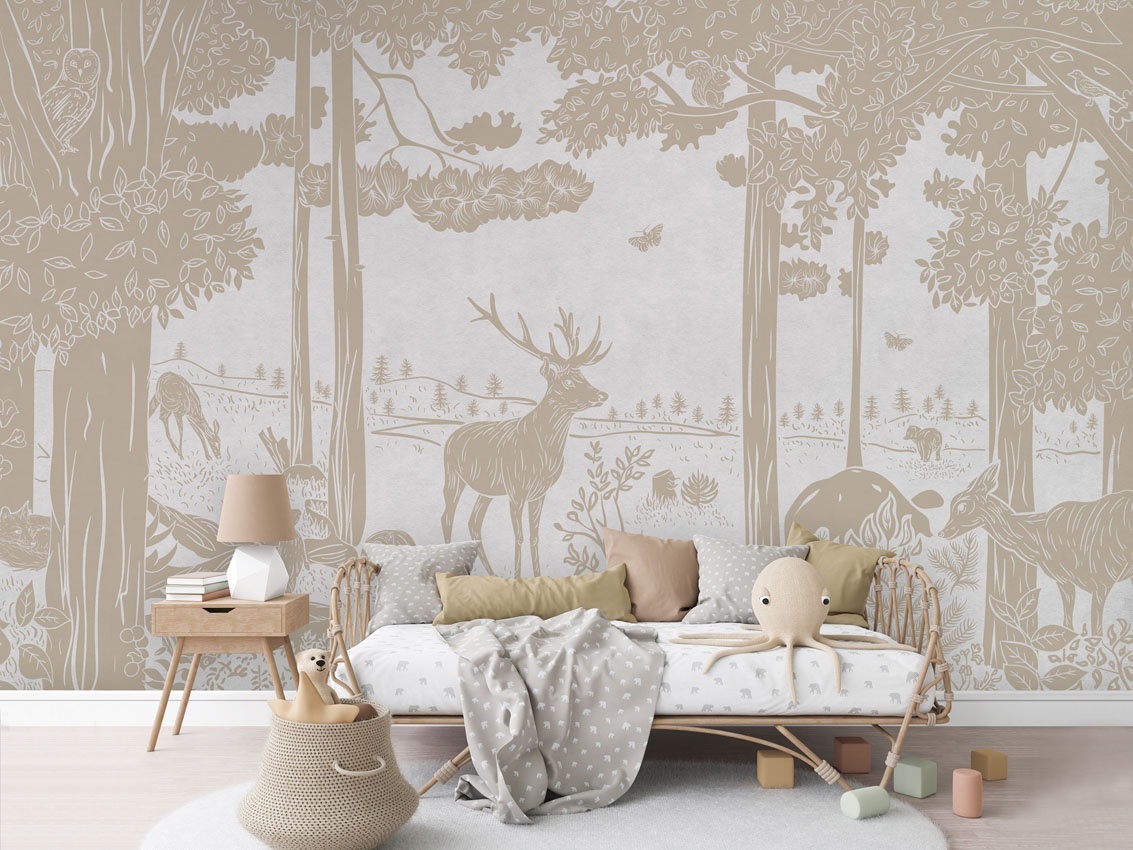 Fototapet Monochrome Forest - White Vintage, Kikki Belle - 3