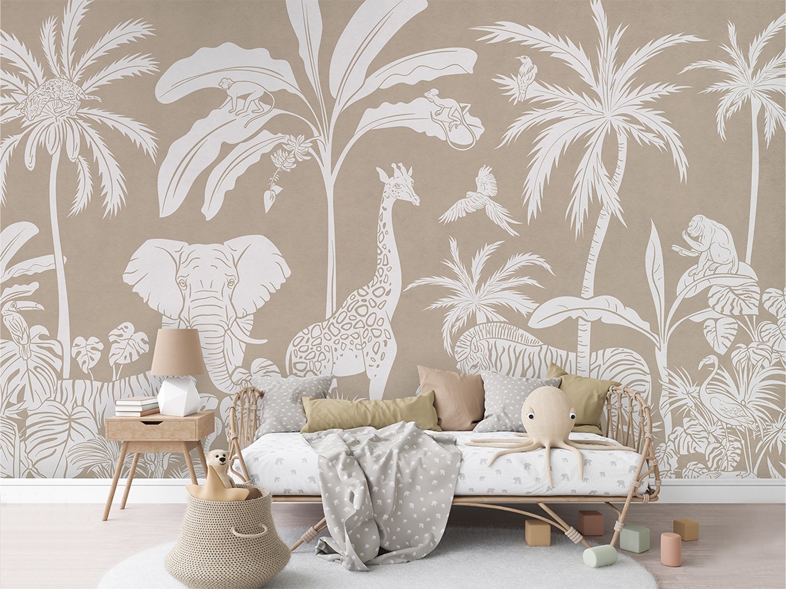 Fototapet Monochrome Jungle - Brown, Kikki Belle - 4