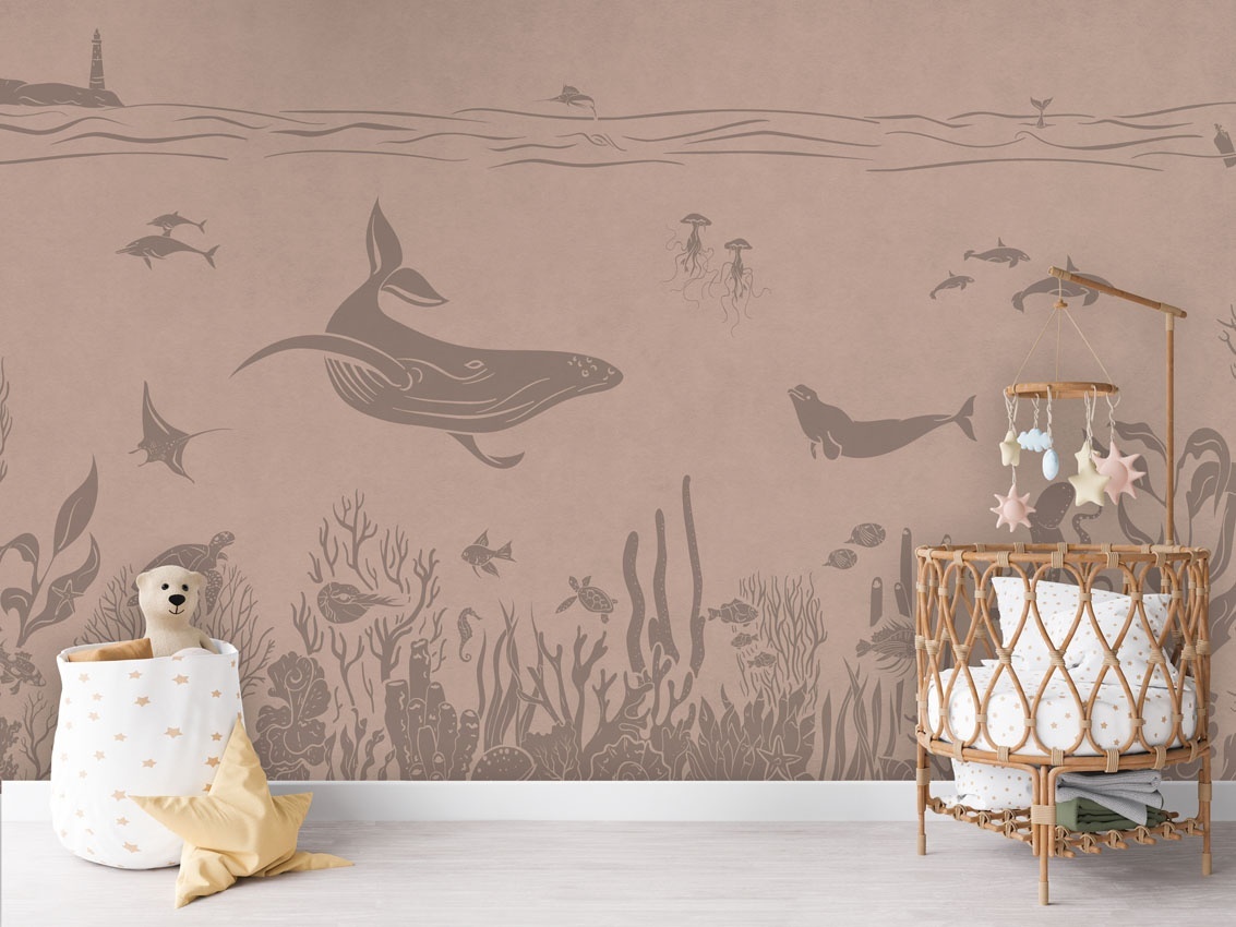 Fototapet Monochrome Sea - Pink Vintage, Kikki Belle