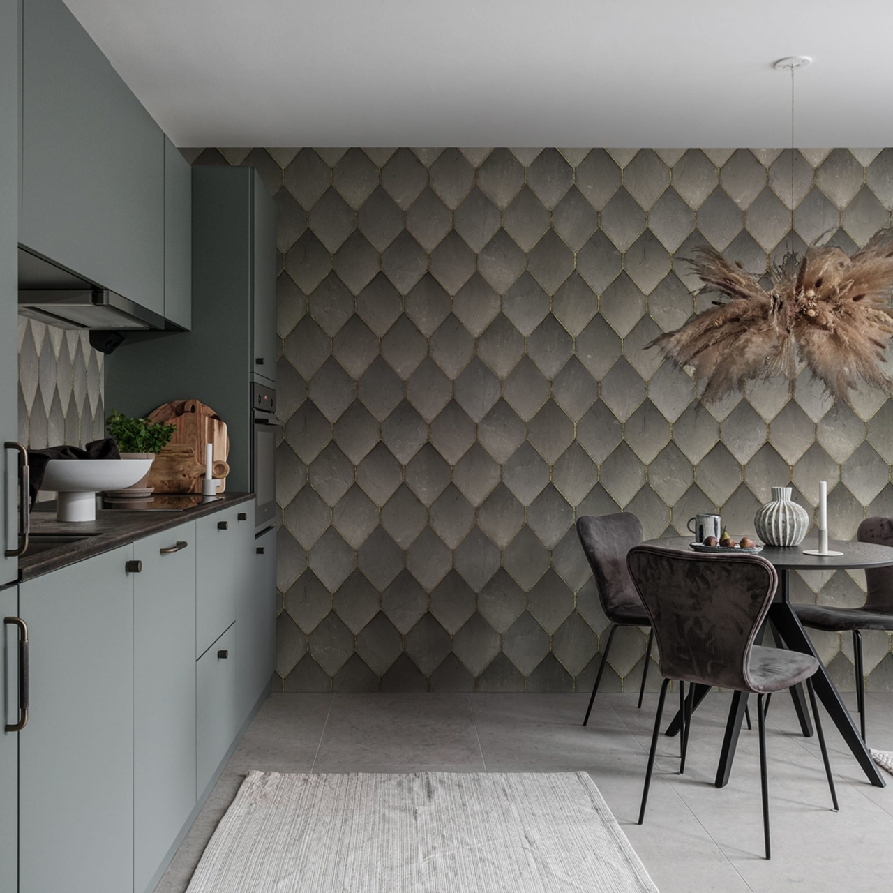 Fototapet, Osaka Tiles, Grey, Rebel Walls - 3