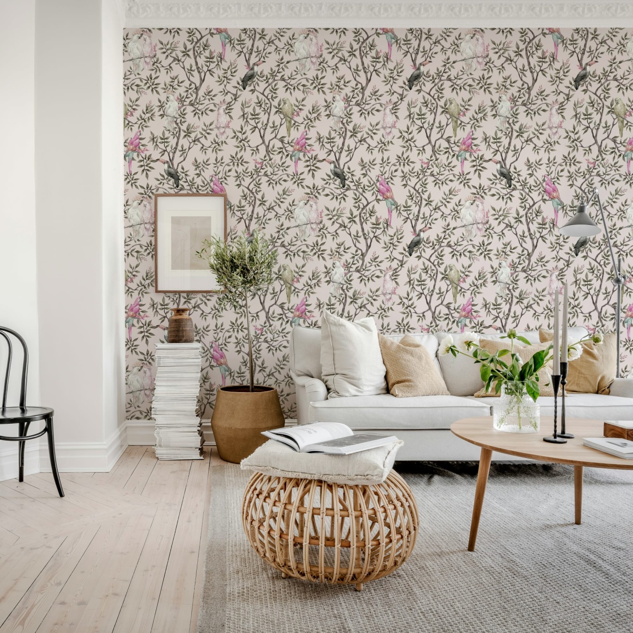 Fototapet, Parrot Shrubbery, Pink, Rebel Walls - 3