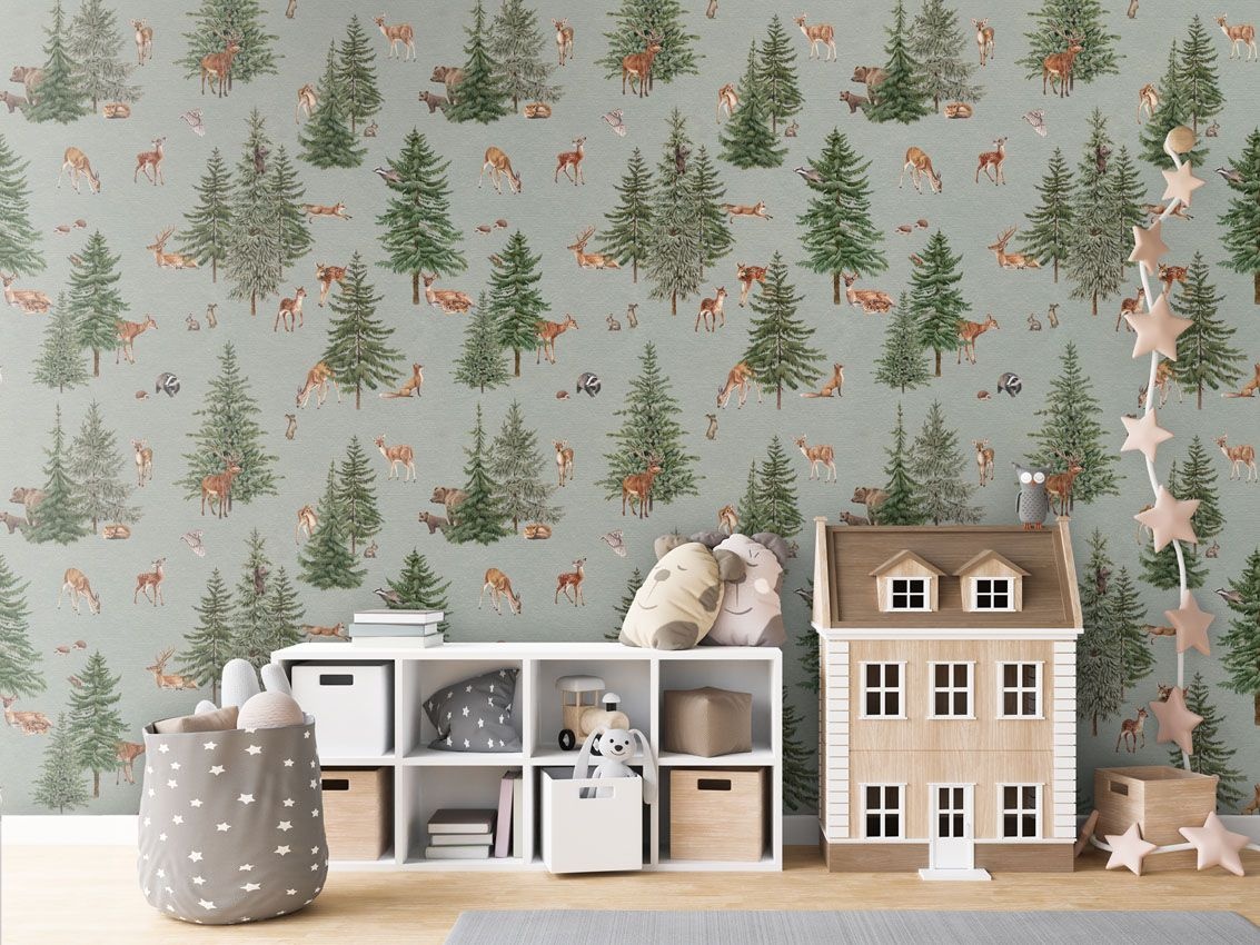 Fototapet Pine Forest - Blue, Kikki Belle - 3