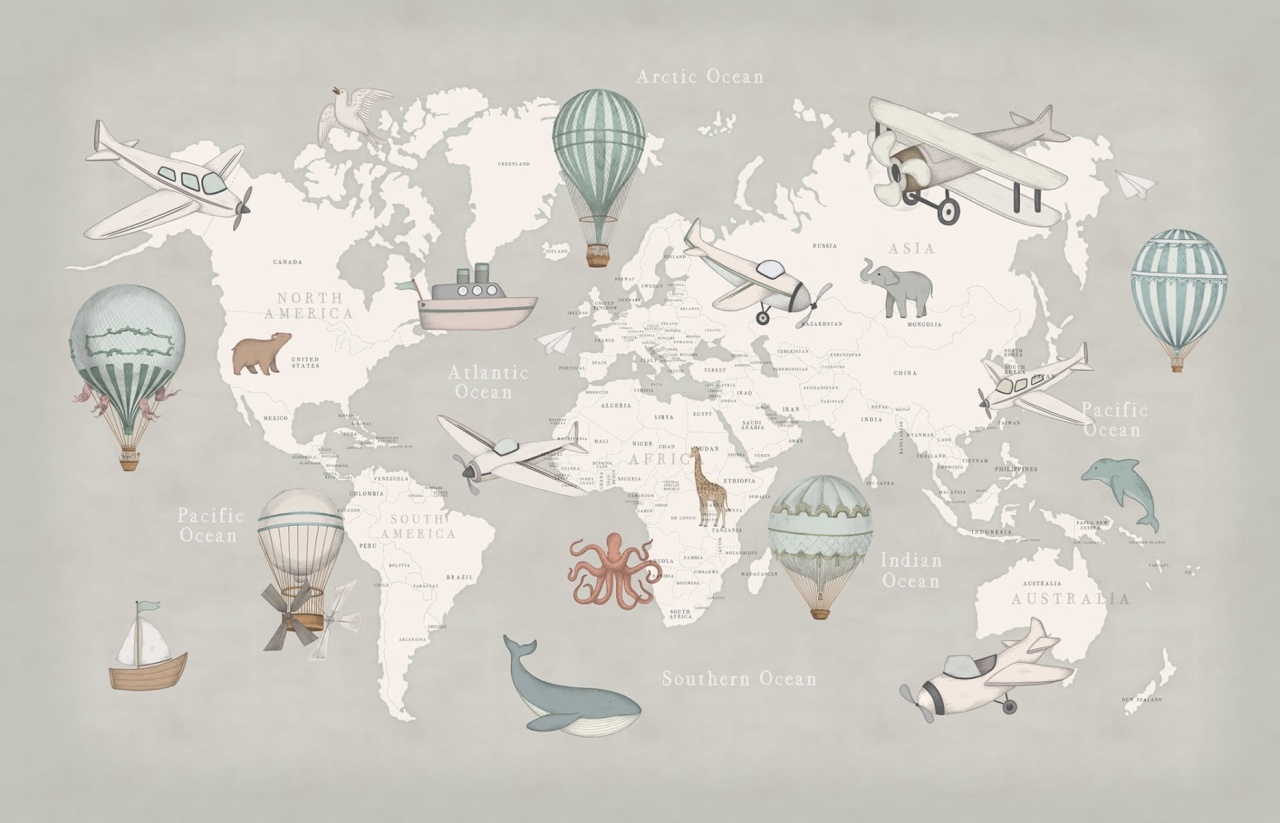 Fototapet, Playful World, Light Gray, Rebel Walls - 2