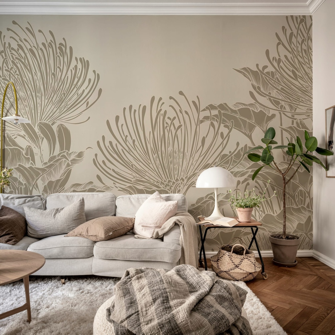 Fototapet, Protea Bloom, Soft Gray, Rebel Walls