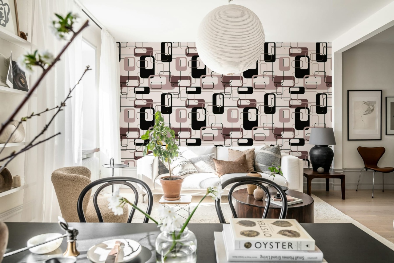 Fototapet, Retro Squares, Plum, Rebel Walls - 3