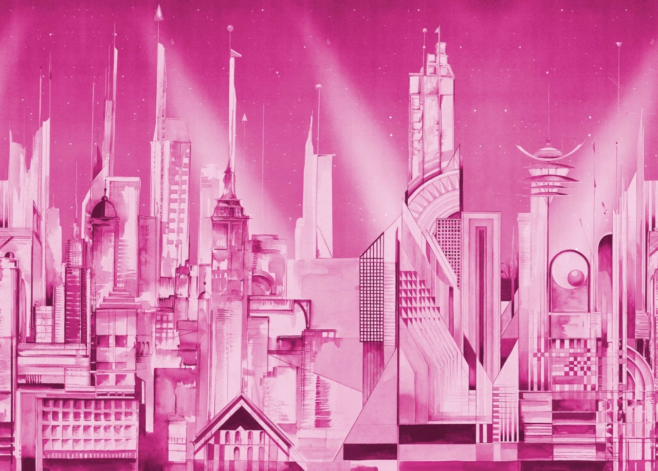 Fototapet, Sci-Fi Town, Pink, Rebel Walls - 2