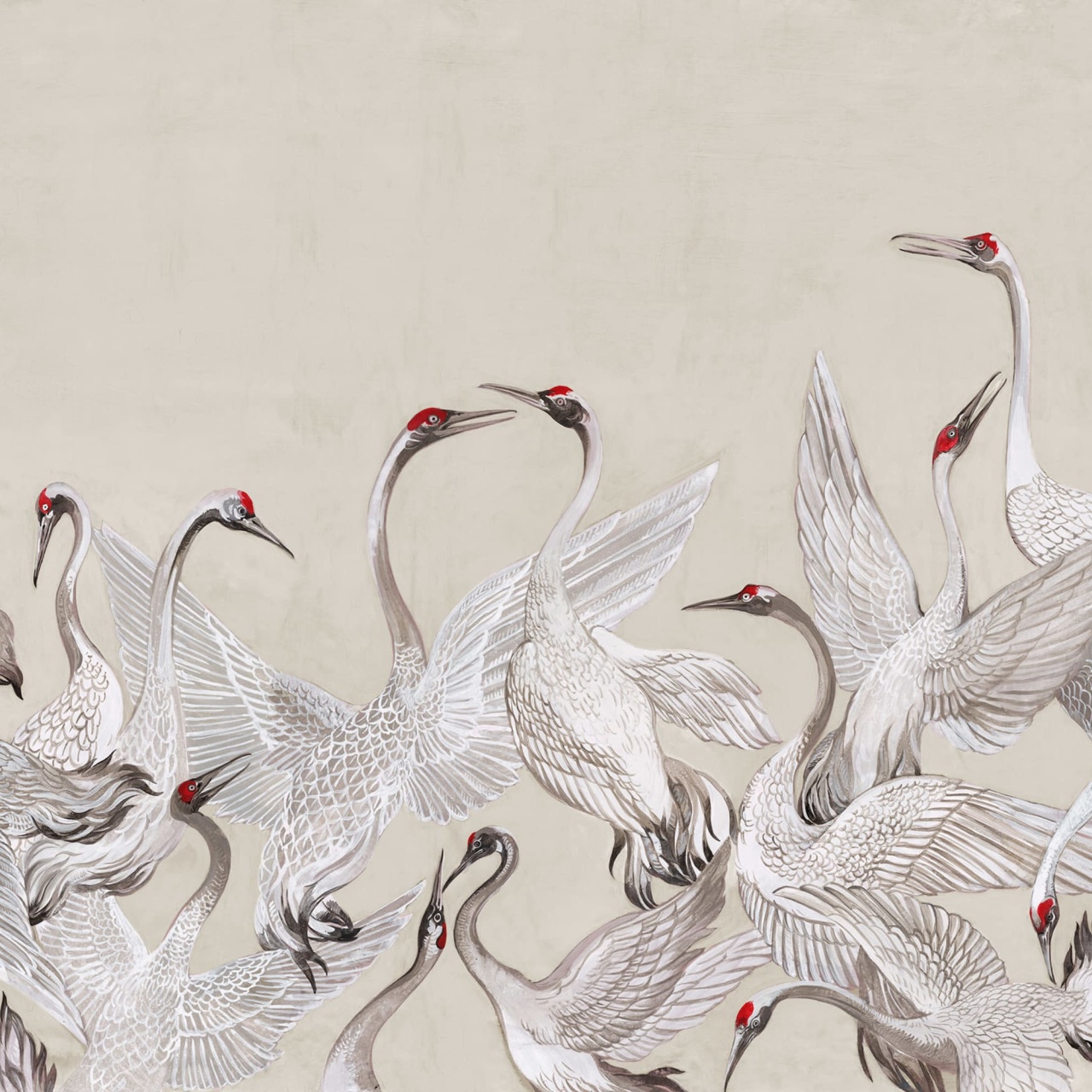 Fototapet, Soaring Cranes, Beige, Rebel Walls - 2
