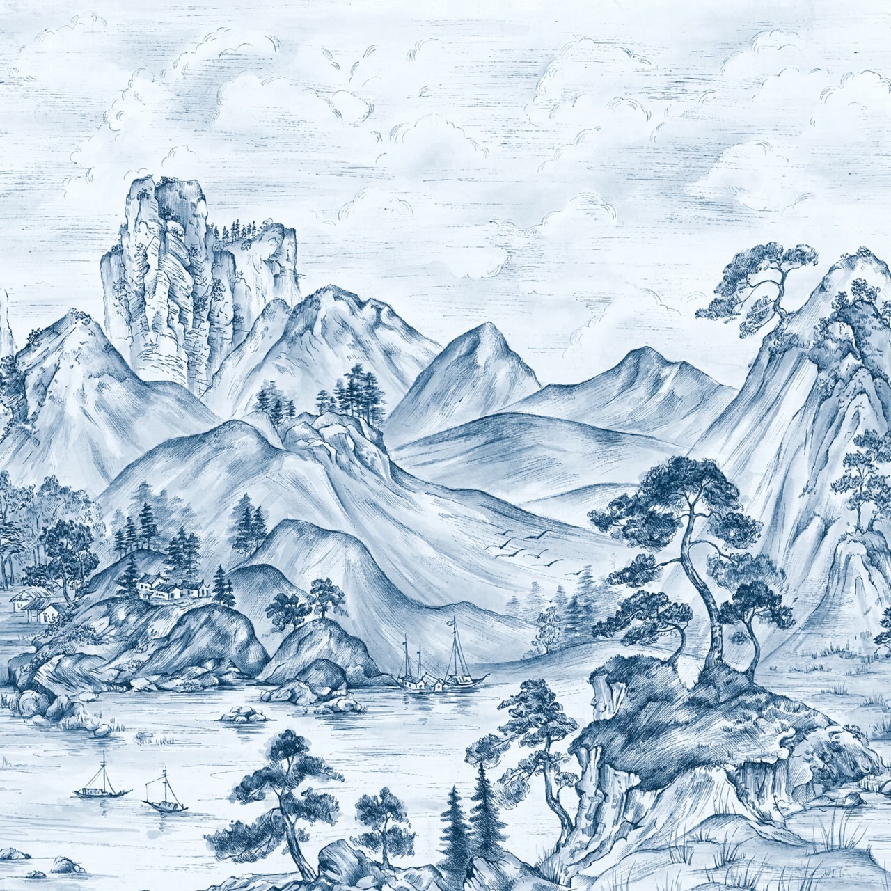 Fototapet, Timeless Pines, Blue, Rebel Walls - 2