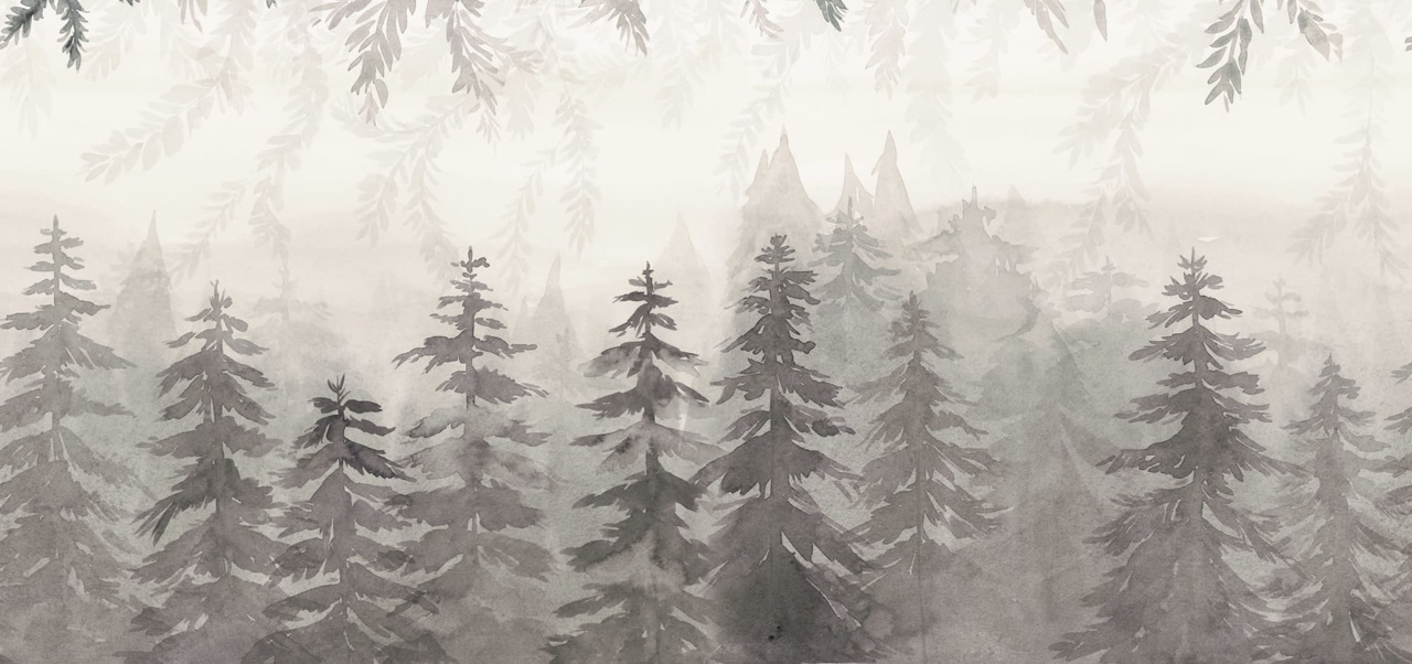 Fototapet, Watercolor Forest, Gray, Rebel Walls — imaginea 2