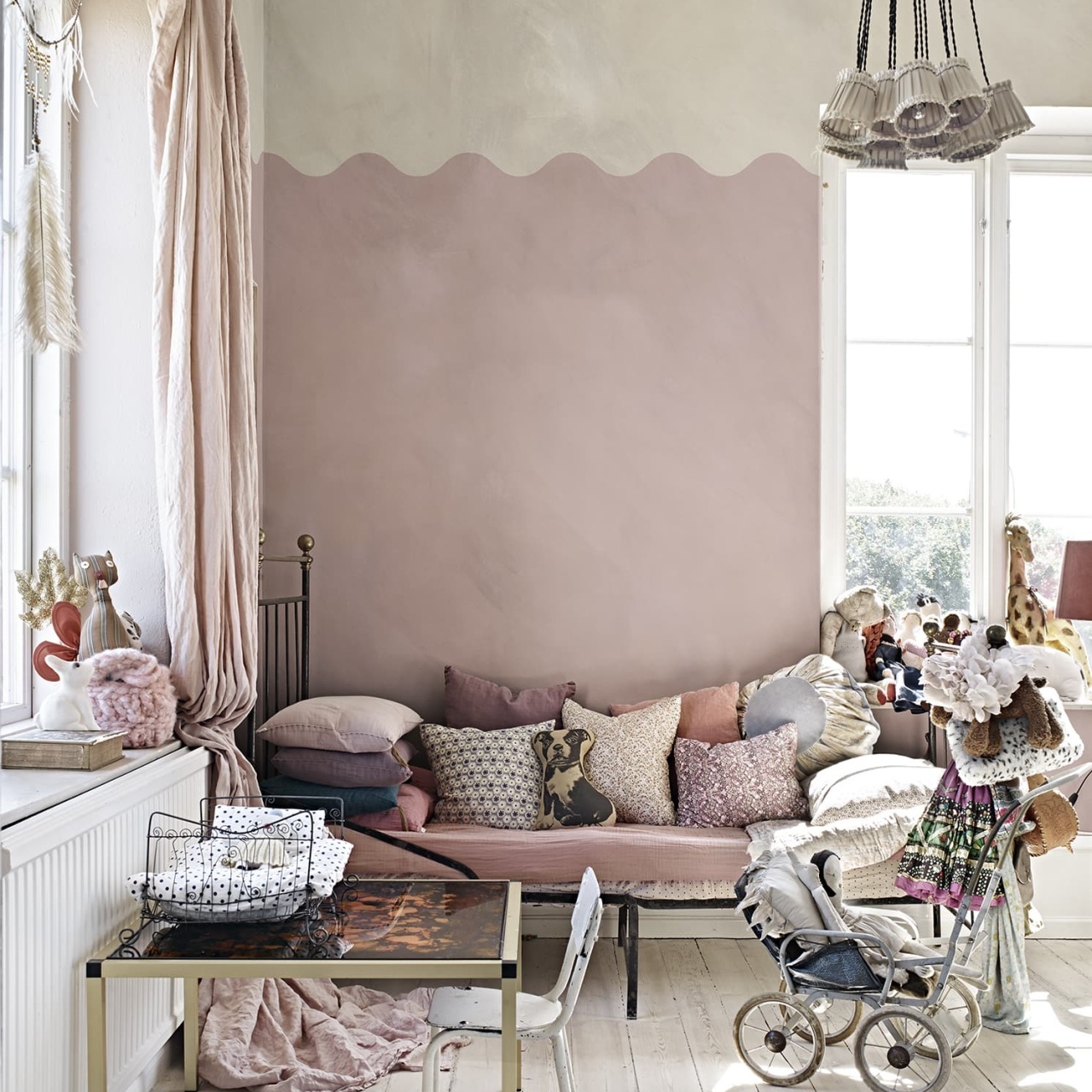 Fototapet, Wave Border, Pink, Rebel Walls