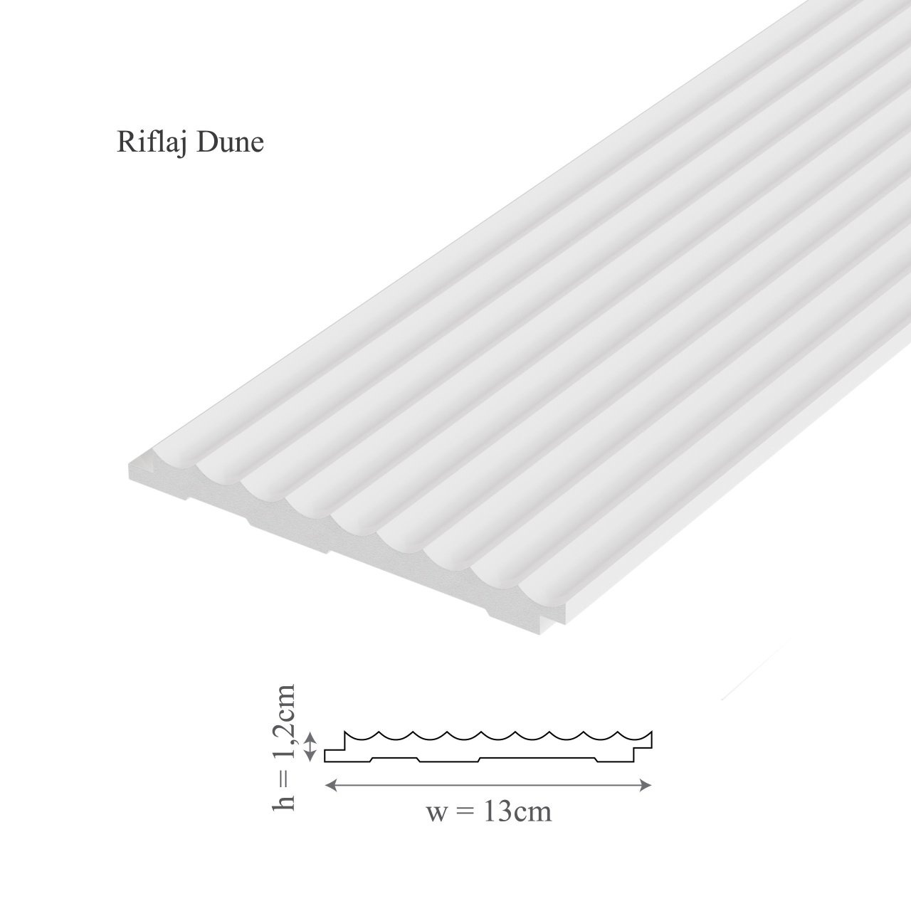 Panou riflaj decorativ 3D din polimer rigid, model Dune - 13x1.2x270 cm