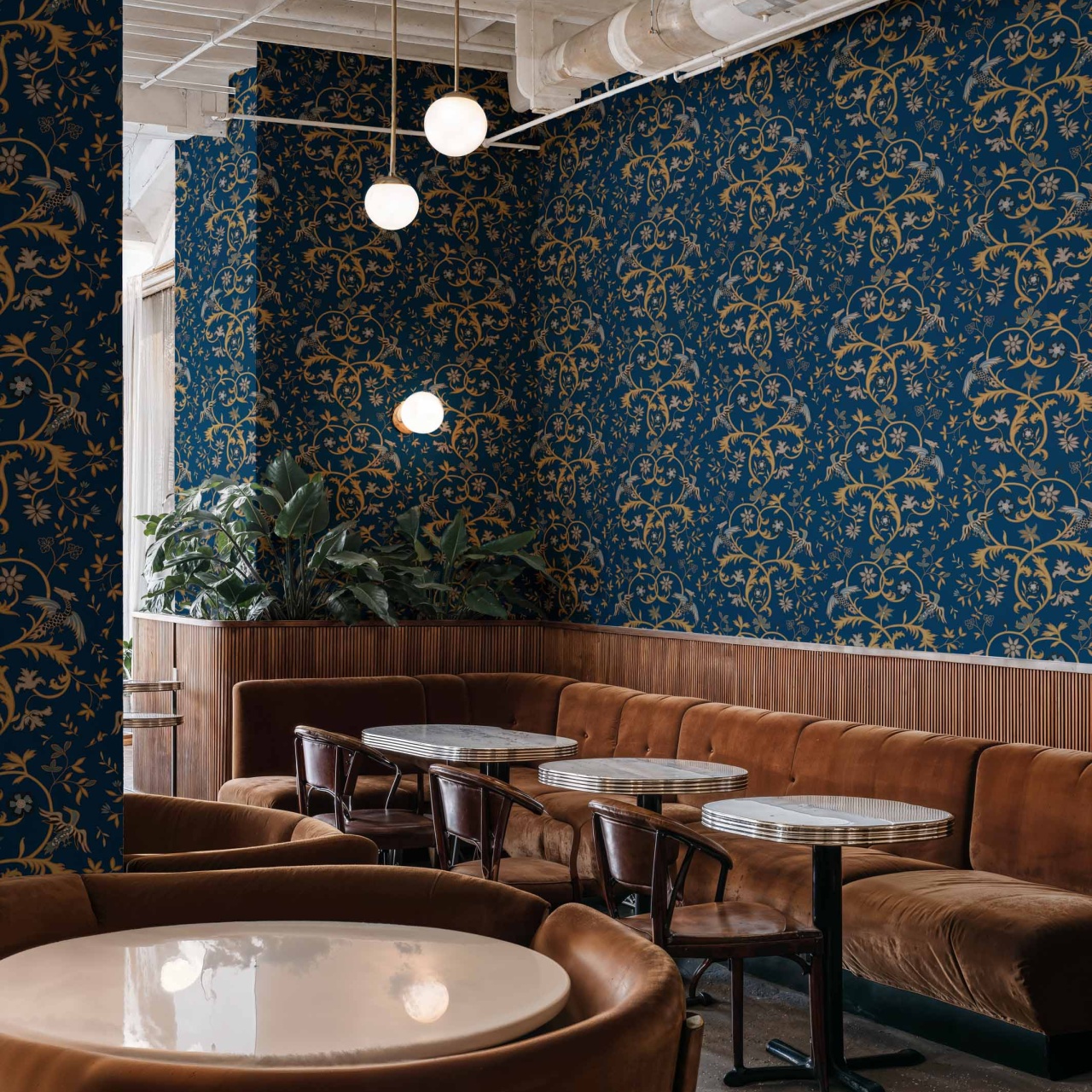 Tapet Antwerp Damask, Sapphire, Coordonne, 5mp / rola