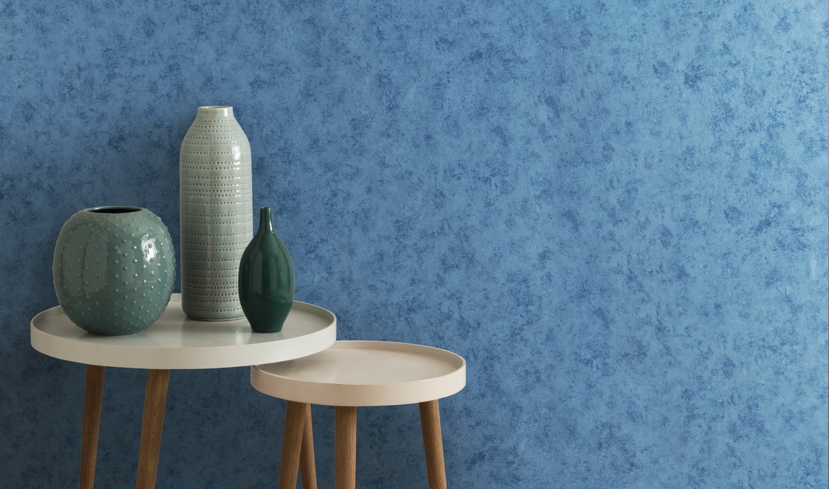 Tapet, Fenton, Azure Blue Luxury Plain, 1838 Wallcoverings, 5.3mp / rola