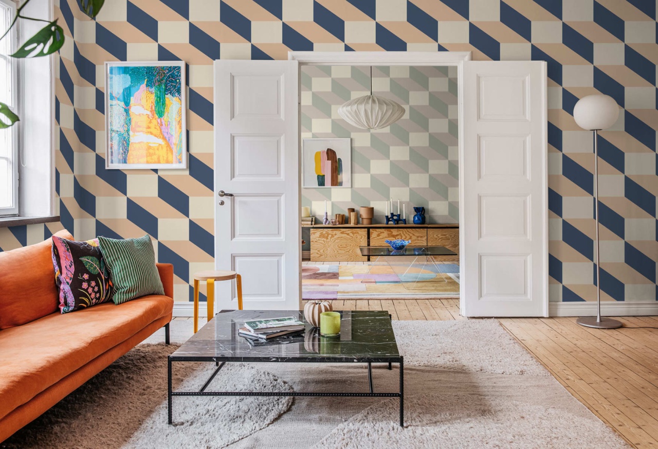 Tapet Filled Optic, Blue & Pink, Rebel Walls - 2 | YEO