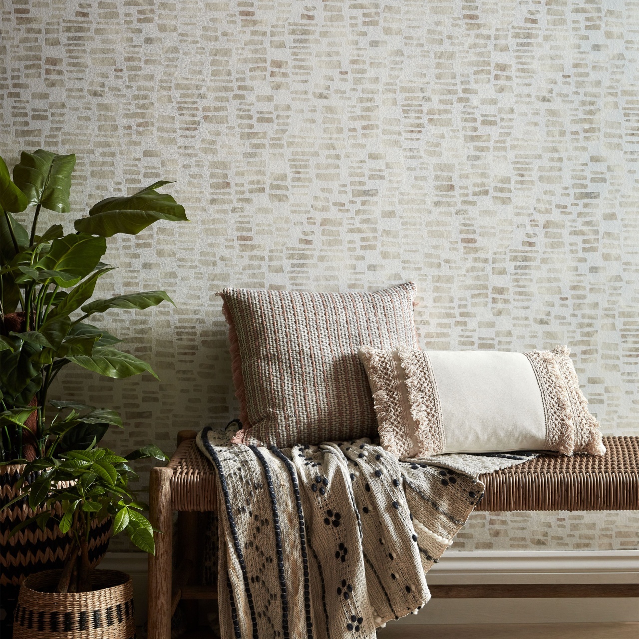Tapet, Fusion, Pearl Cream Luxury Geometric, 1838 Wallcoverings, 5.3mp / rola