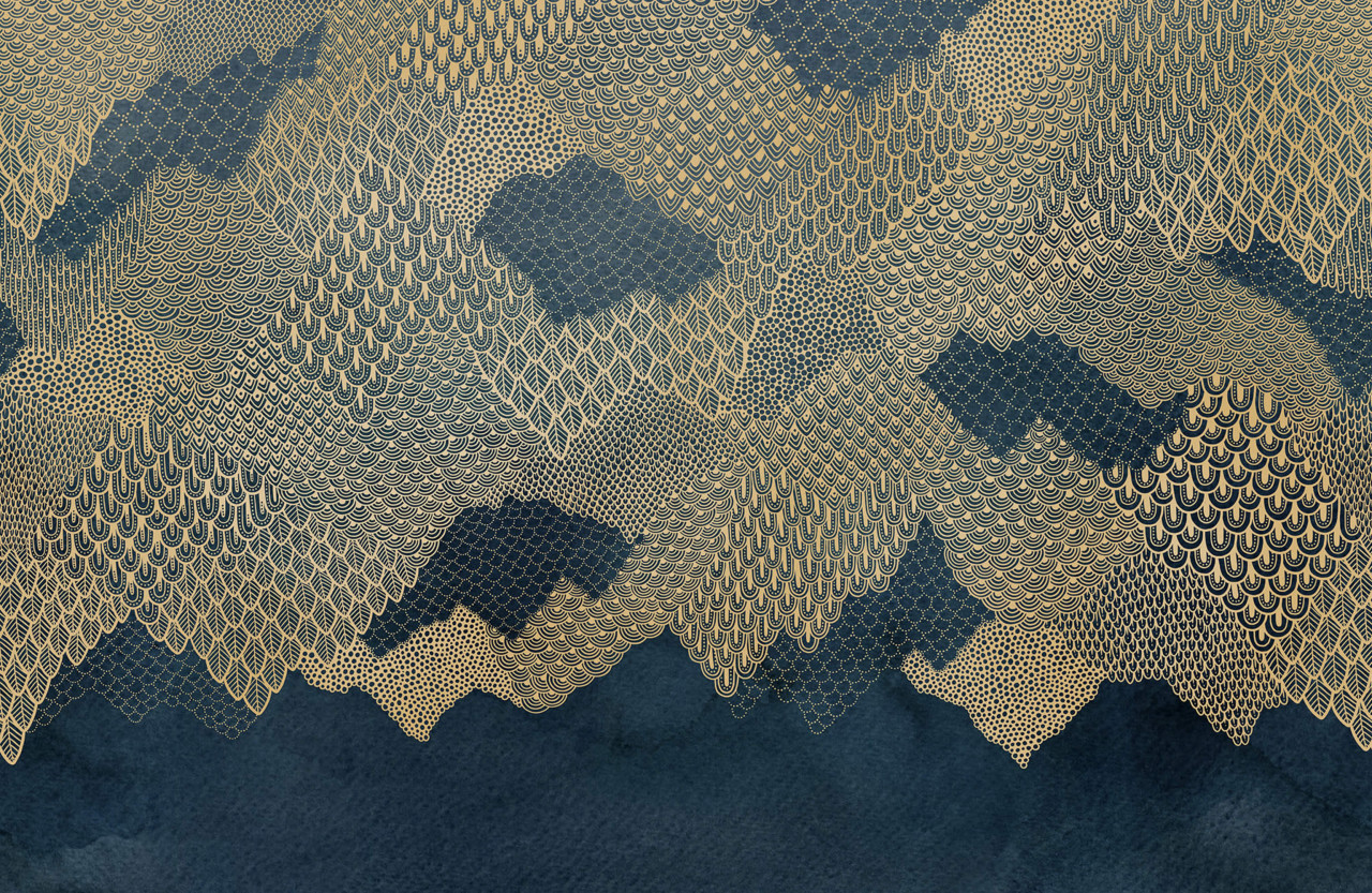 Tapet Golden Mountains, Dark Blue, Rebel Walls - 1 | YEO