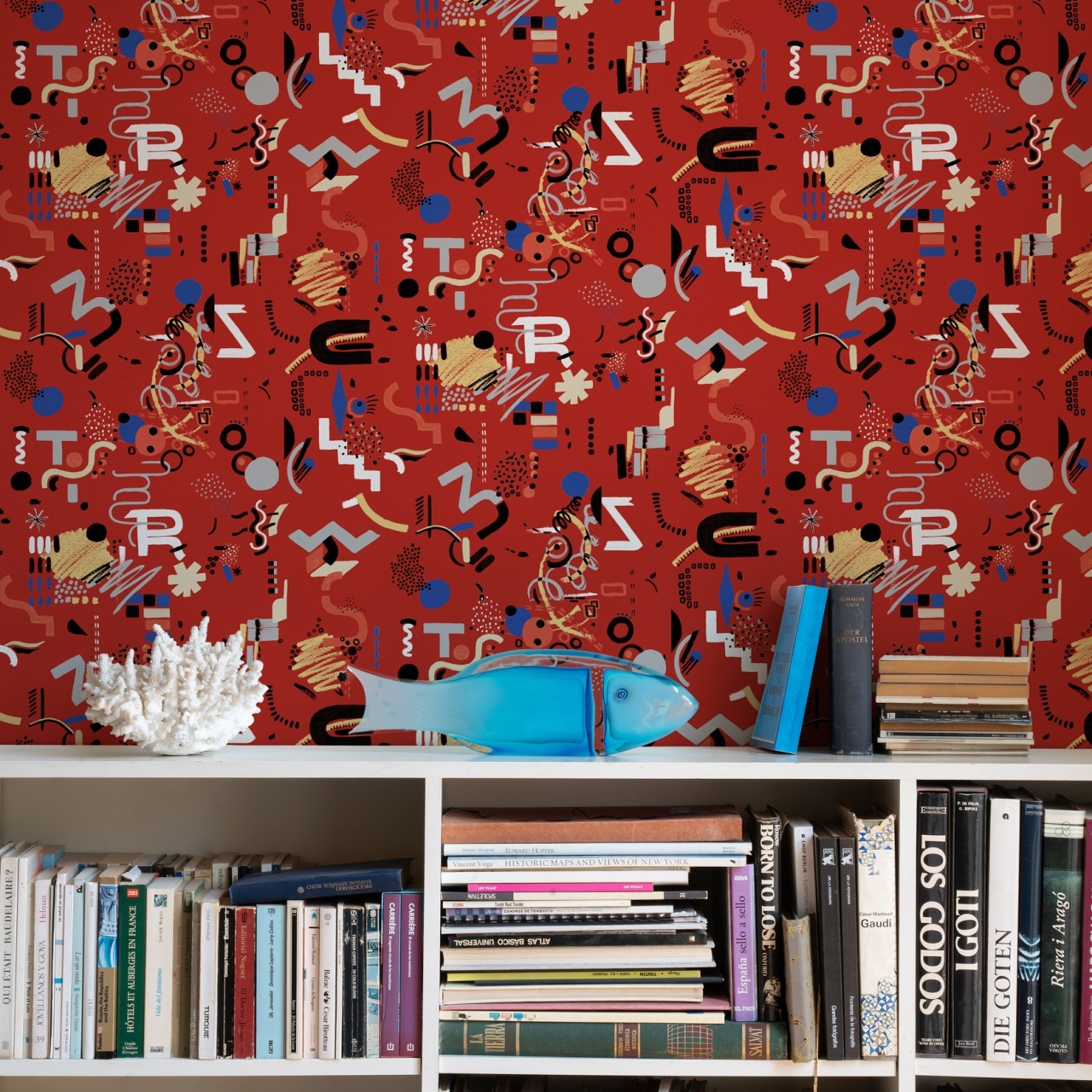 Tapet lavabil Funny Shapes, Red, TresTintas 5mp / rola