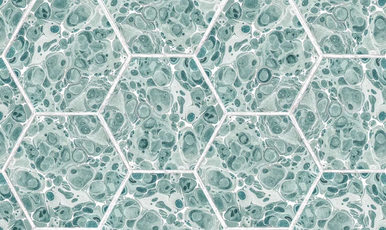 Tapet Marbled Hexagon Tiles, Green, Rebel Walls, 5 mp / rola — imaginea 2