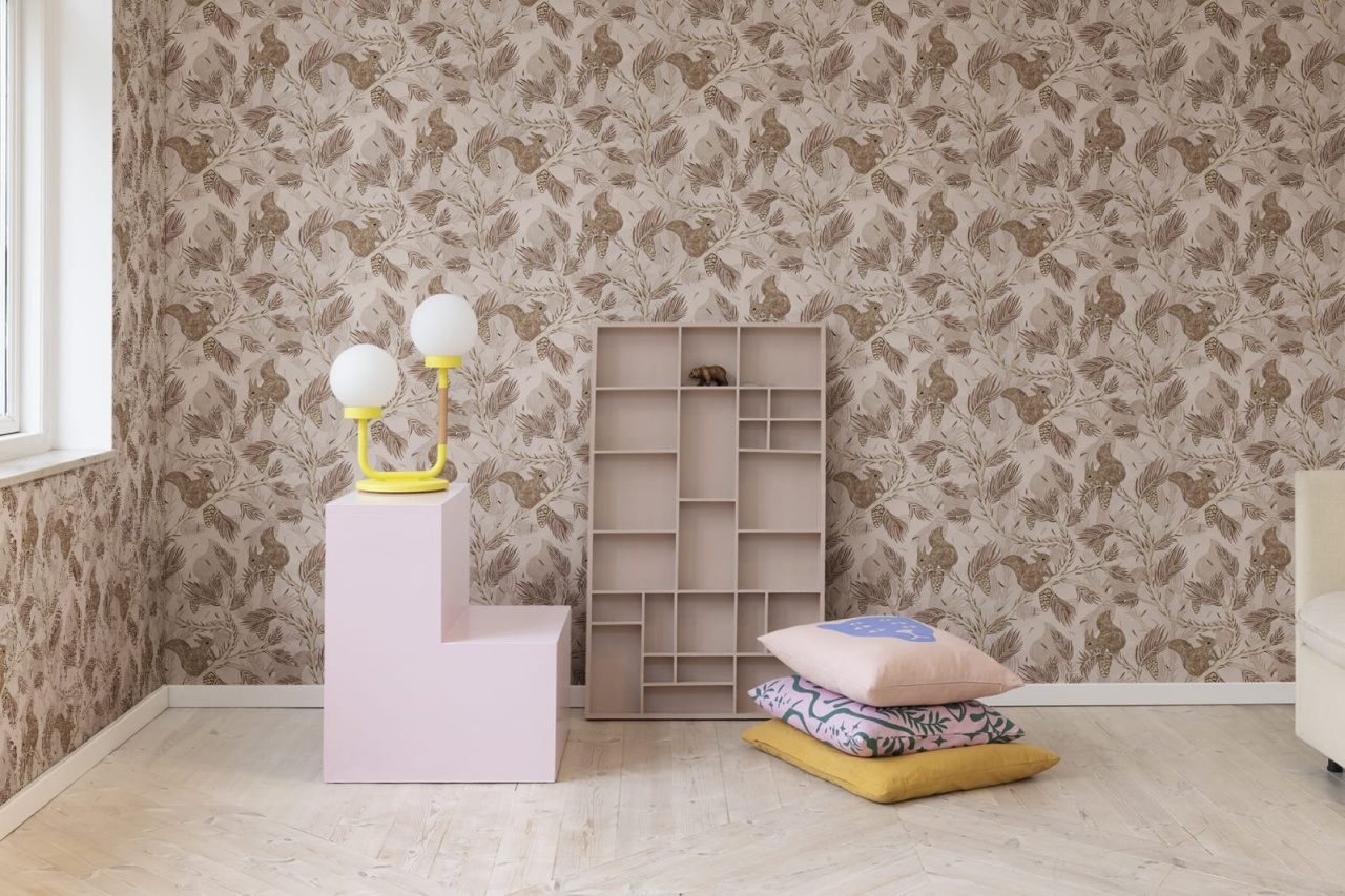Tapet pentru copii, Squirrel Mountain, Pink, Rebel Walls - 3 | YEO