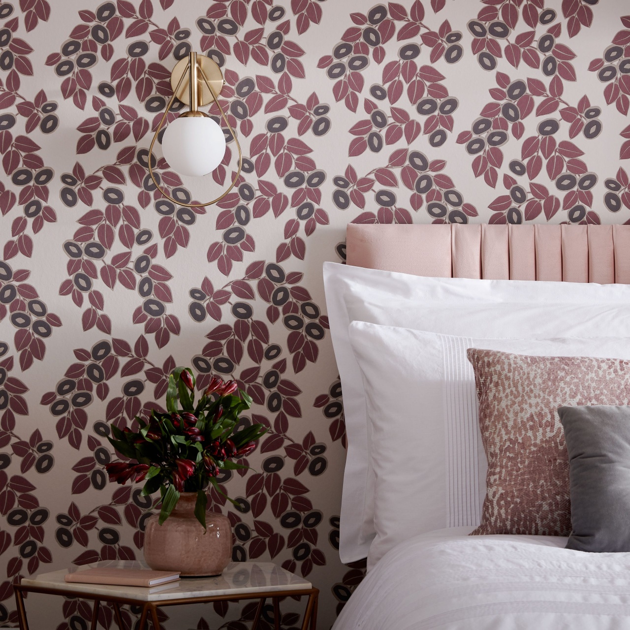 Tapet, Rosetta, Rose Pink Luxury Leaf, 1838 Wallcoverings, 5.3mp / rola
