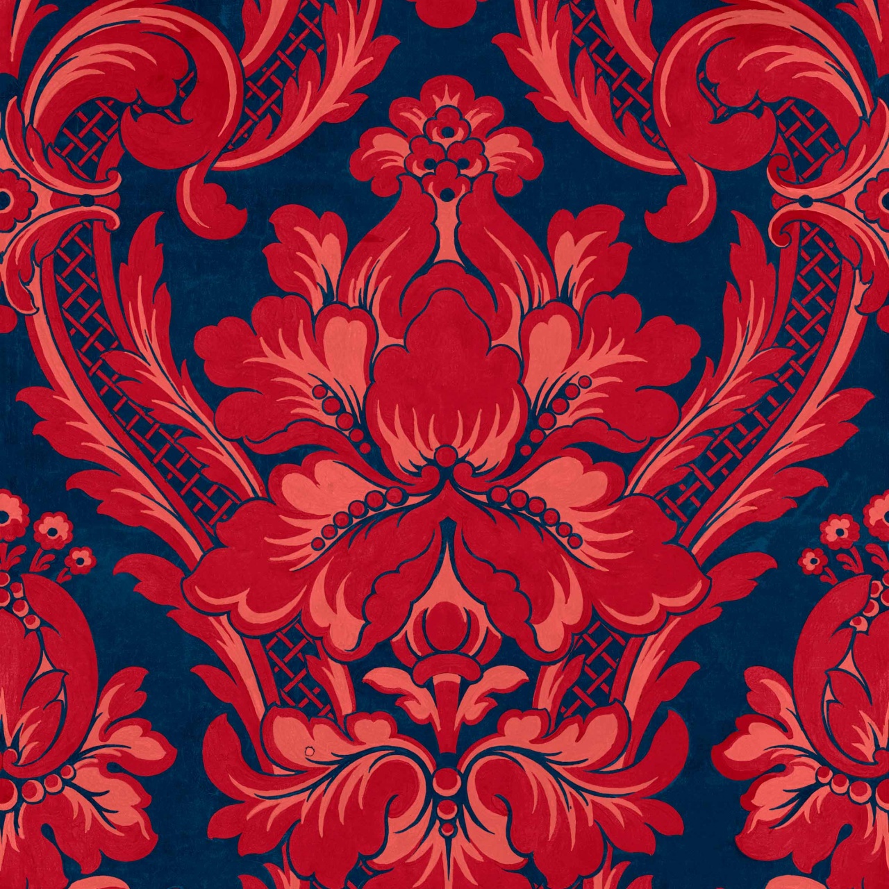 Tapet Venetian Damask, Vermilion, Coordonne, 5mp / rola — imaginea 2