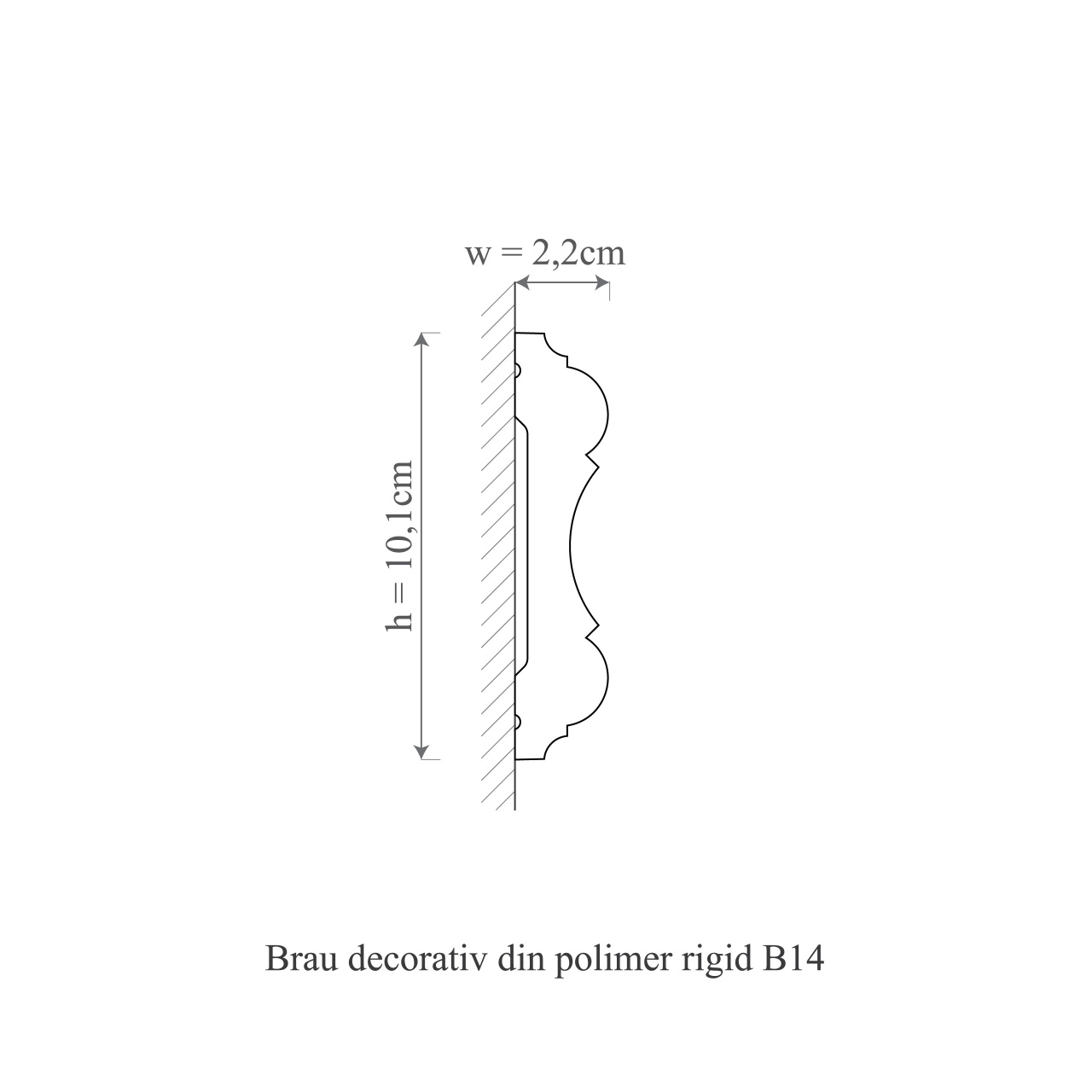 Brau decorativ din polimer rigid B14 - 10.1x2.2x200 cm - 2 | YEO