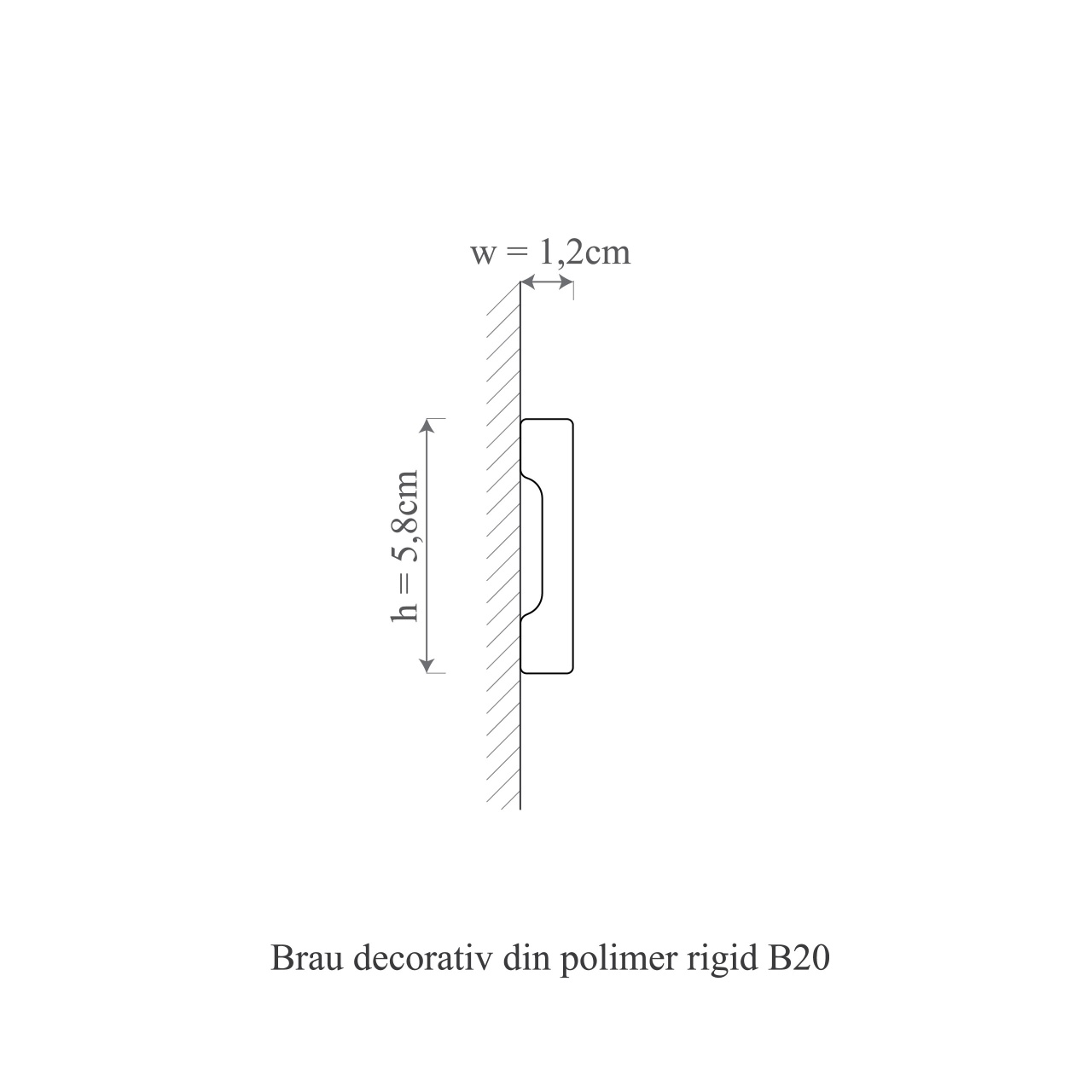 Brau decorativ din polimer rigid B20 - 5.8x1.2x200 cm - 3 | YEO
