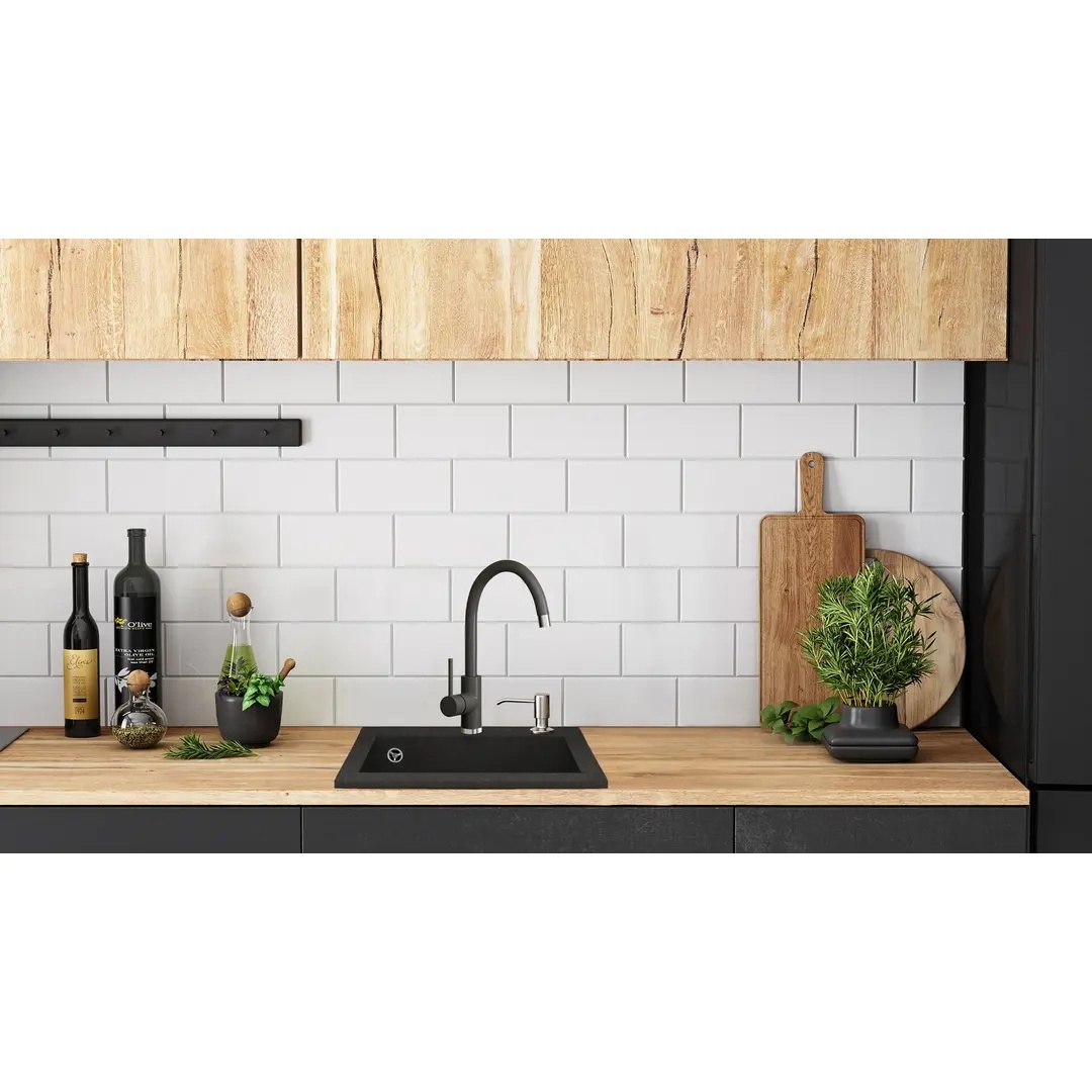 Chiuveta compozit Rea West negru metalizat 49x44 cm — imaginea 5