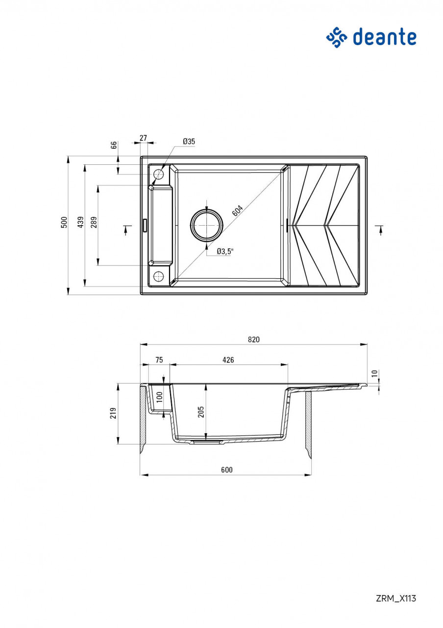 Chiuvetă magnetică din granit, 1-cuvă cu picurător, Magnetic, ZRM_A113 - 1 | YEO