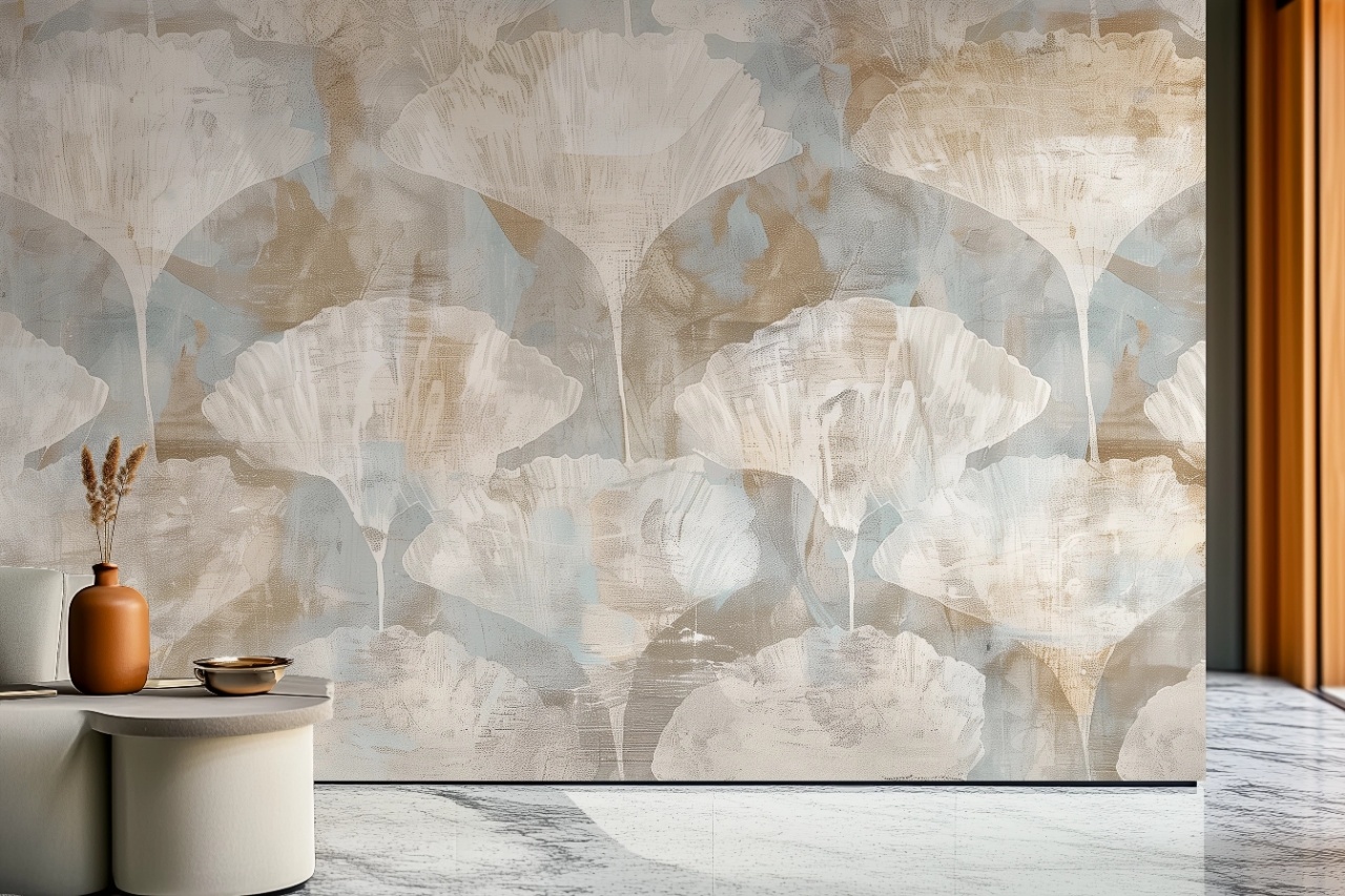 Fototapet Artistic Marron et Beige Gingko Rêve MG203 - 2