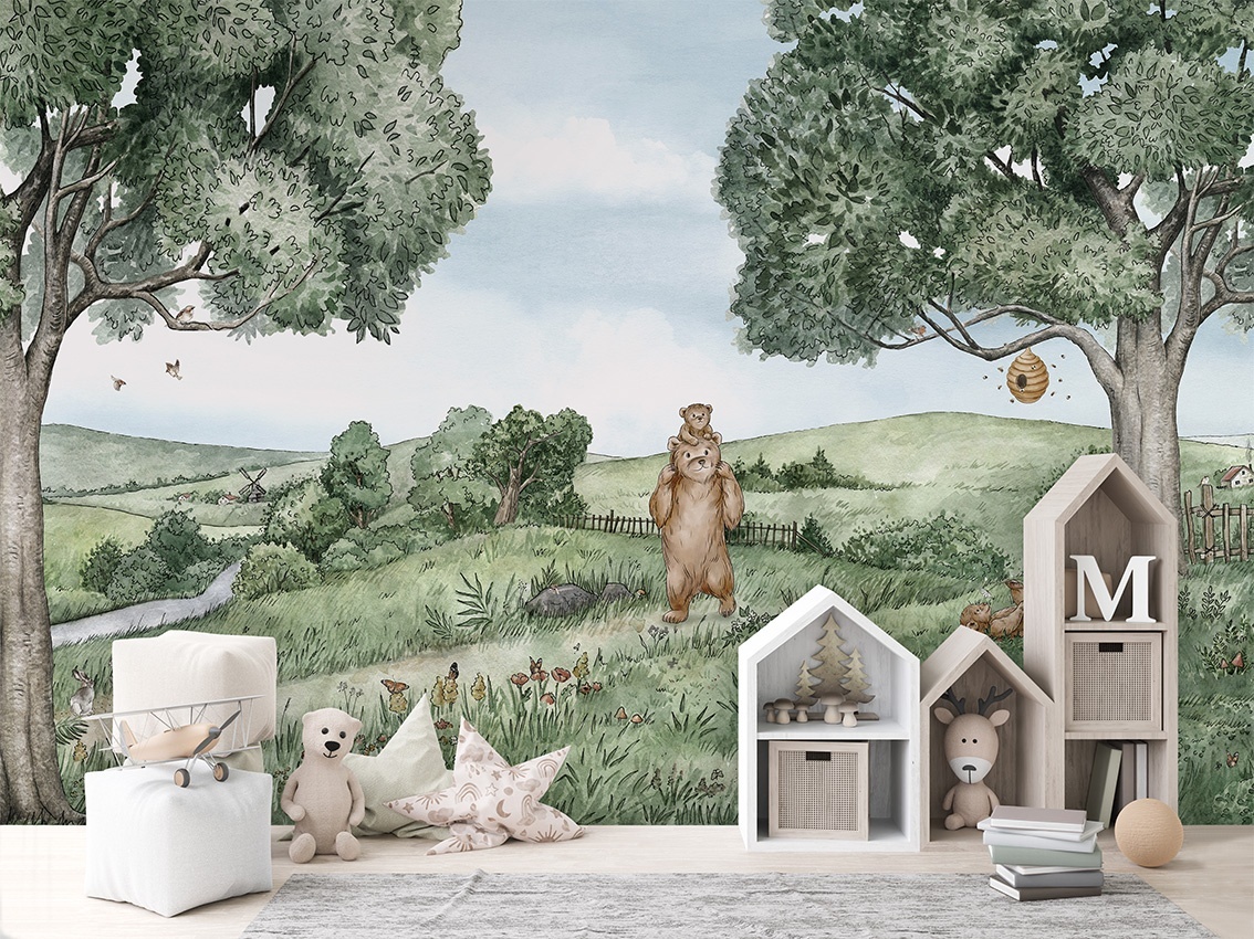 Fototapet Bears and Bees, Kikki Belle
