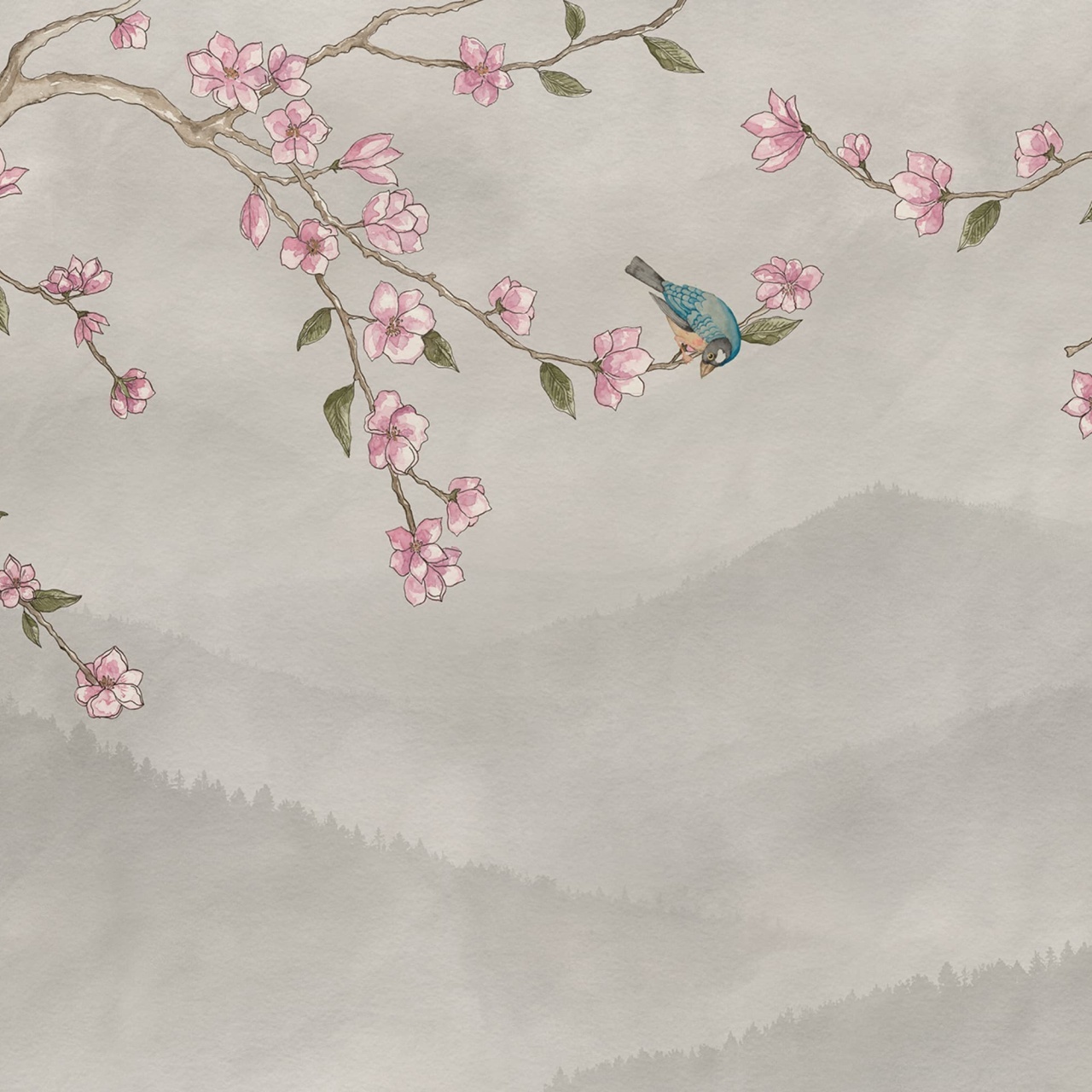 Fototapet, Bird in Tree, Beige, Rebel Walls - 2