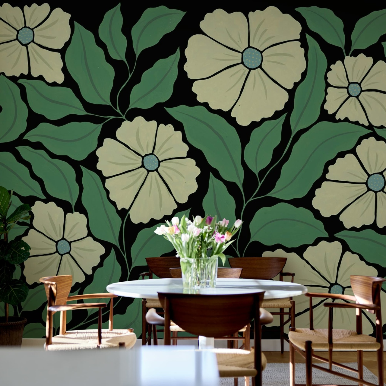 Fototapet, Bold Abstract Flower, Black, Rebel Walls - 3