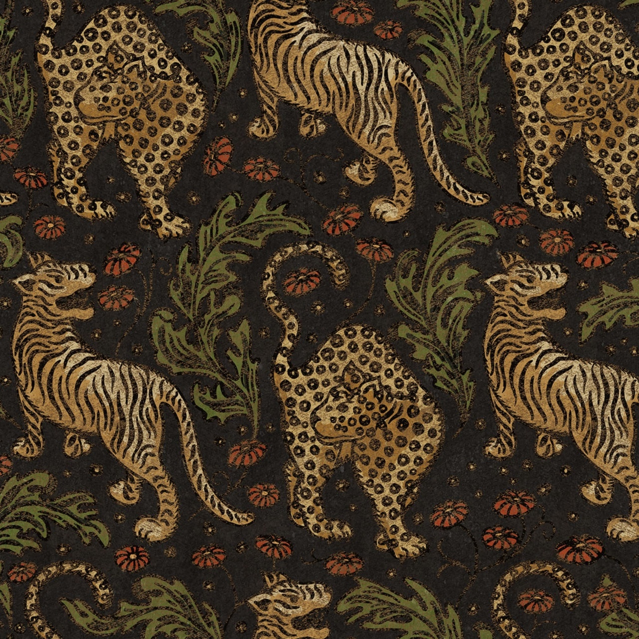 Fototapet, Bold Tigers, Black, Rebel Walls - 2