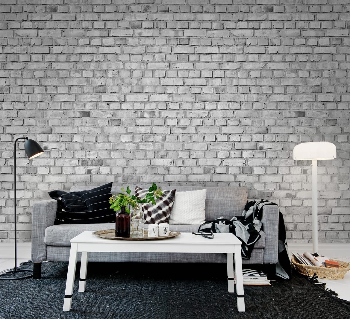 Fototapet, Brick Wall, White, Rebel Walls - 3