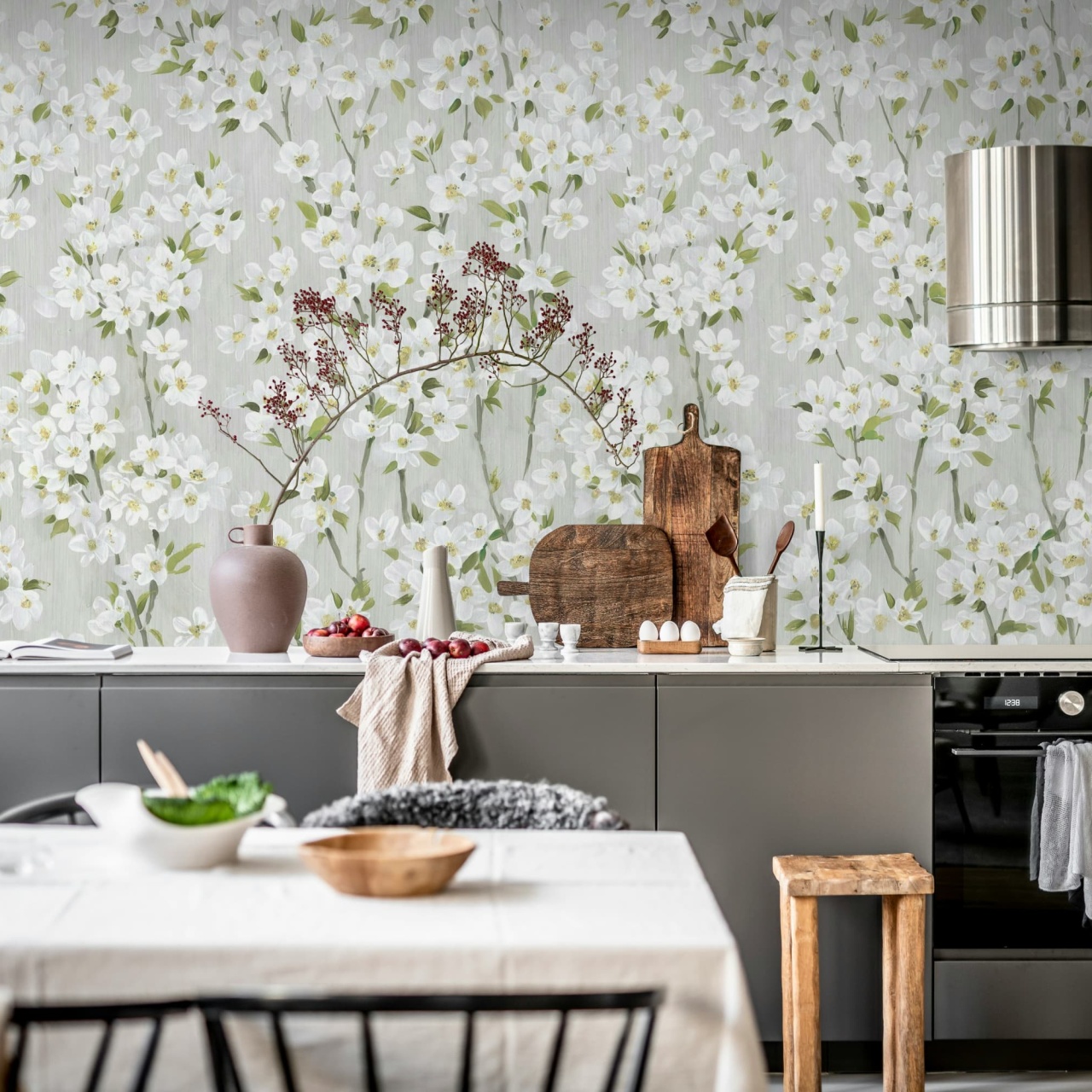Fototapet, Cherry Blossom Tree, White, Rebel Walls - 3