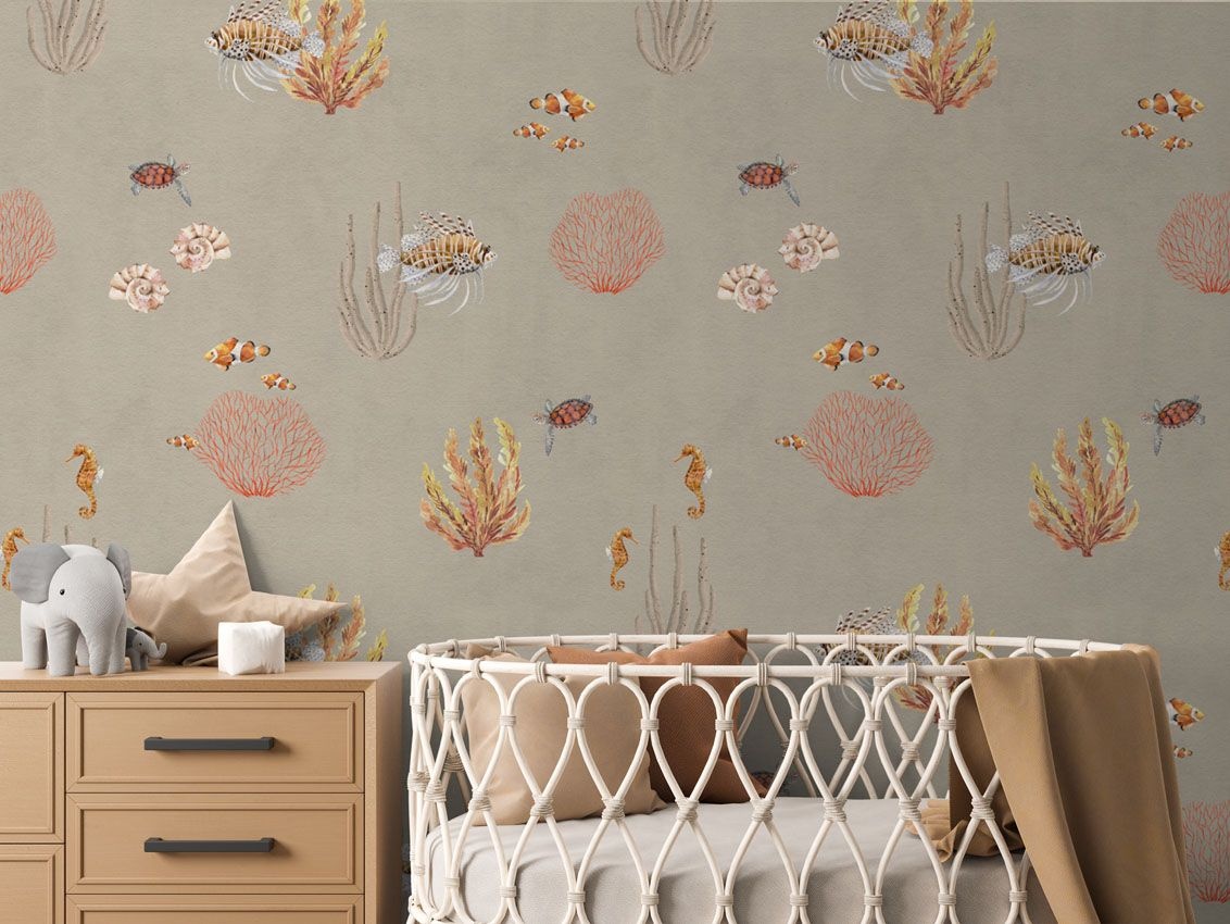 Fototapet Coral Garden - Brown, Kikki Belle