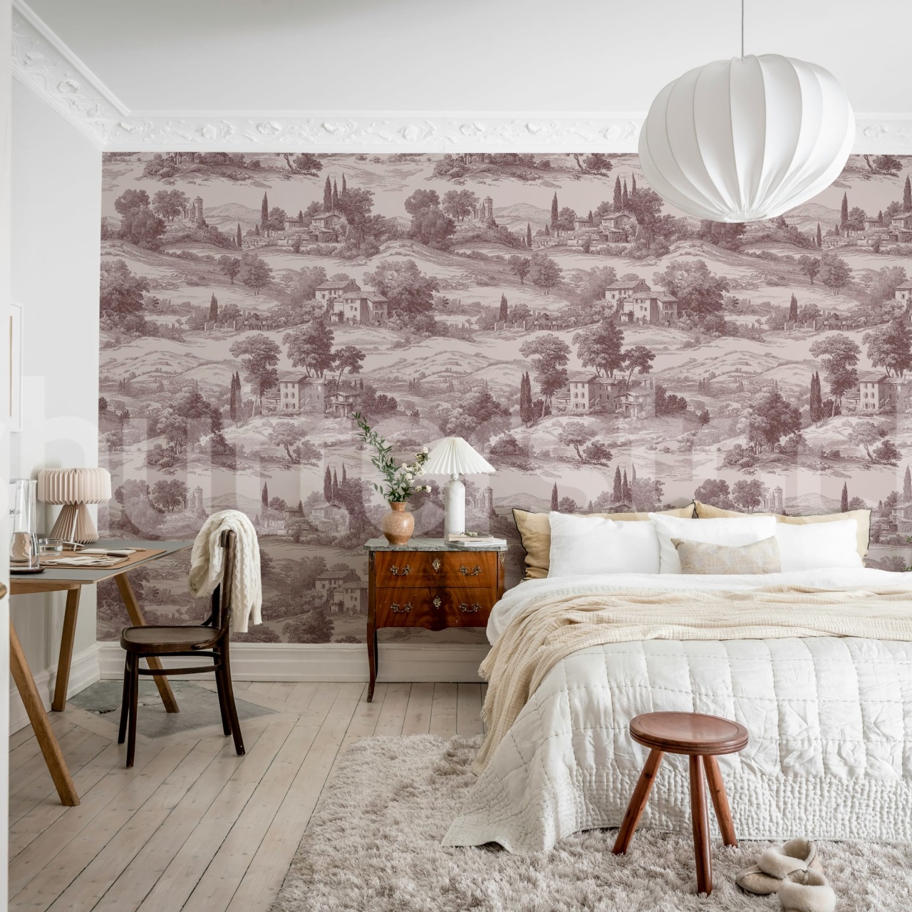 Fototapet, Countryside Toile, Cambridge Red, Rebel Walls