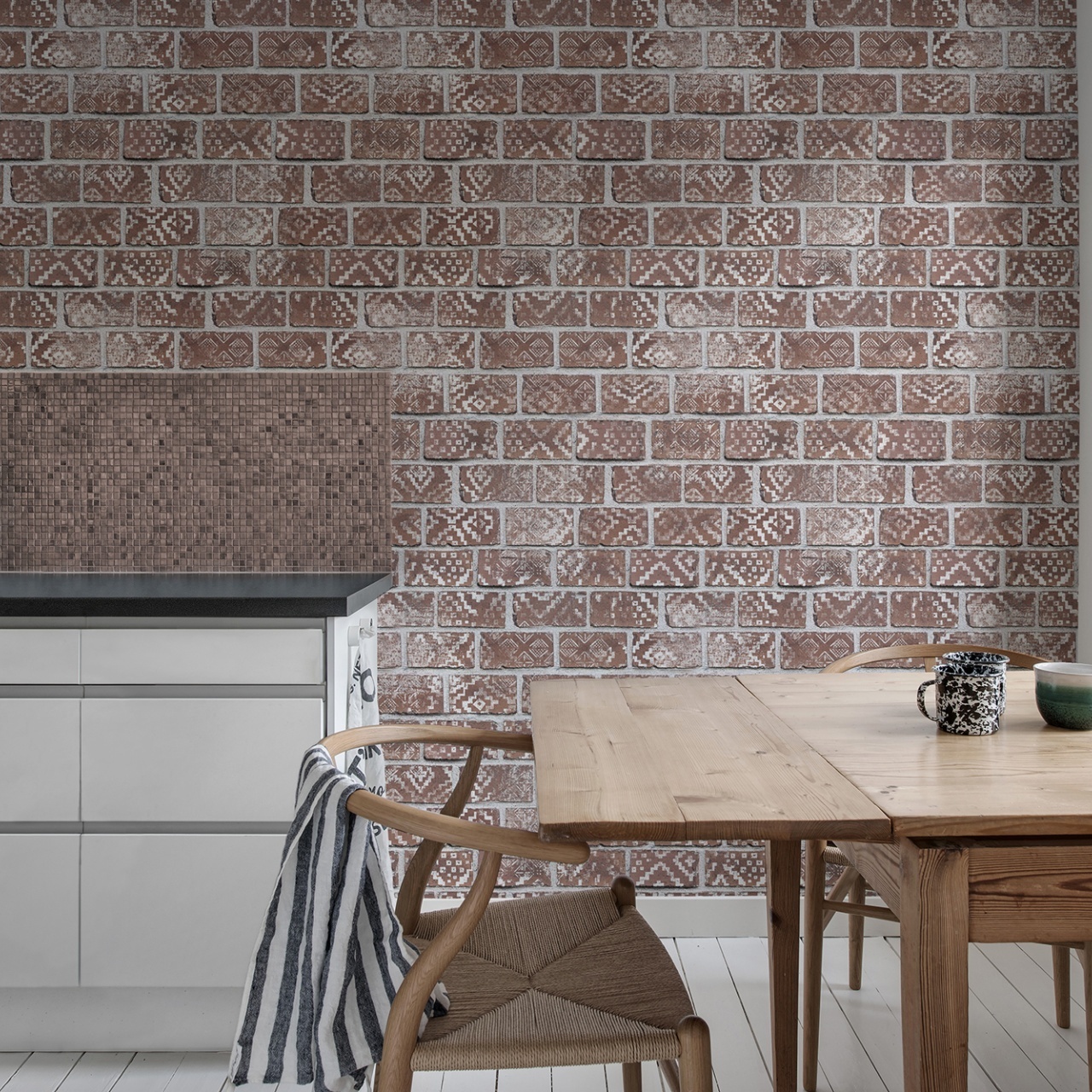 Fototapet, Decorated Bricks, Red, Rebel Walls