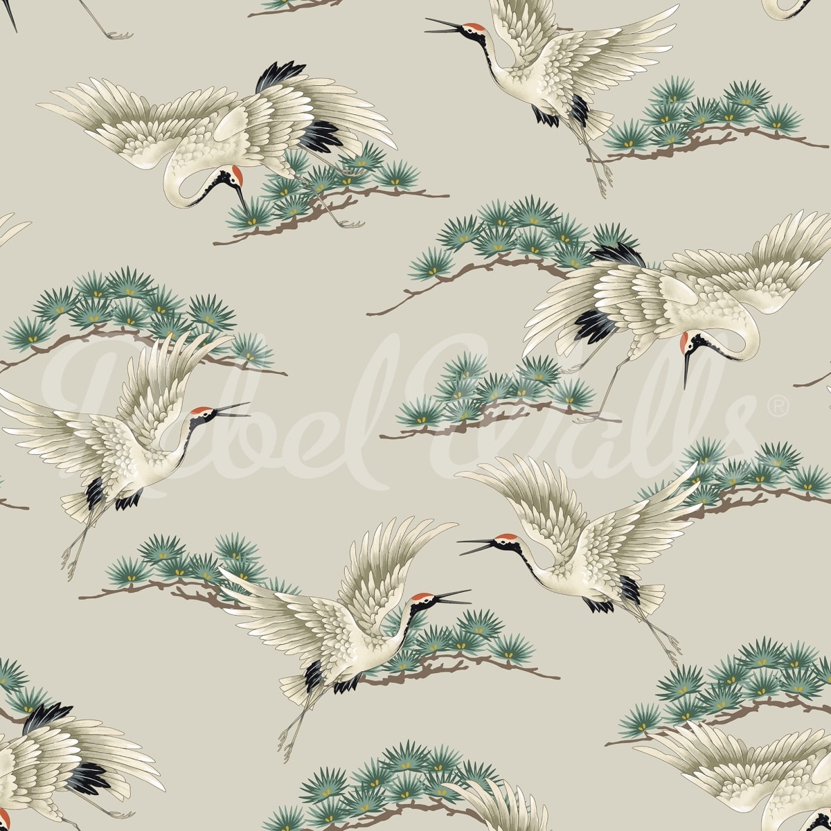 Fototapet, Flying Cranes, Beige, Rebel Walls - 2
