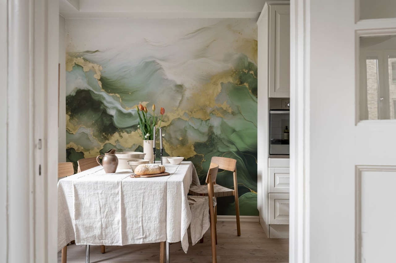 Fototapet, Gold Stream, Green, Rebel Walls