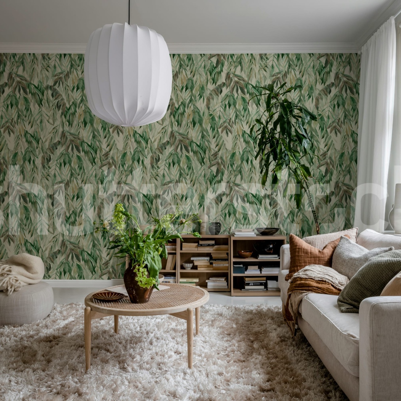 Fototapet, Hanging Branches, Warm Green, Rebel Walls