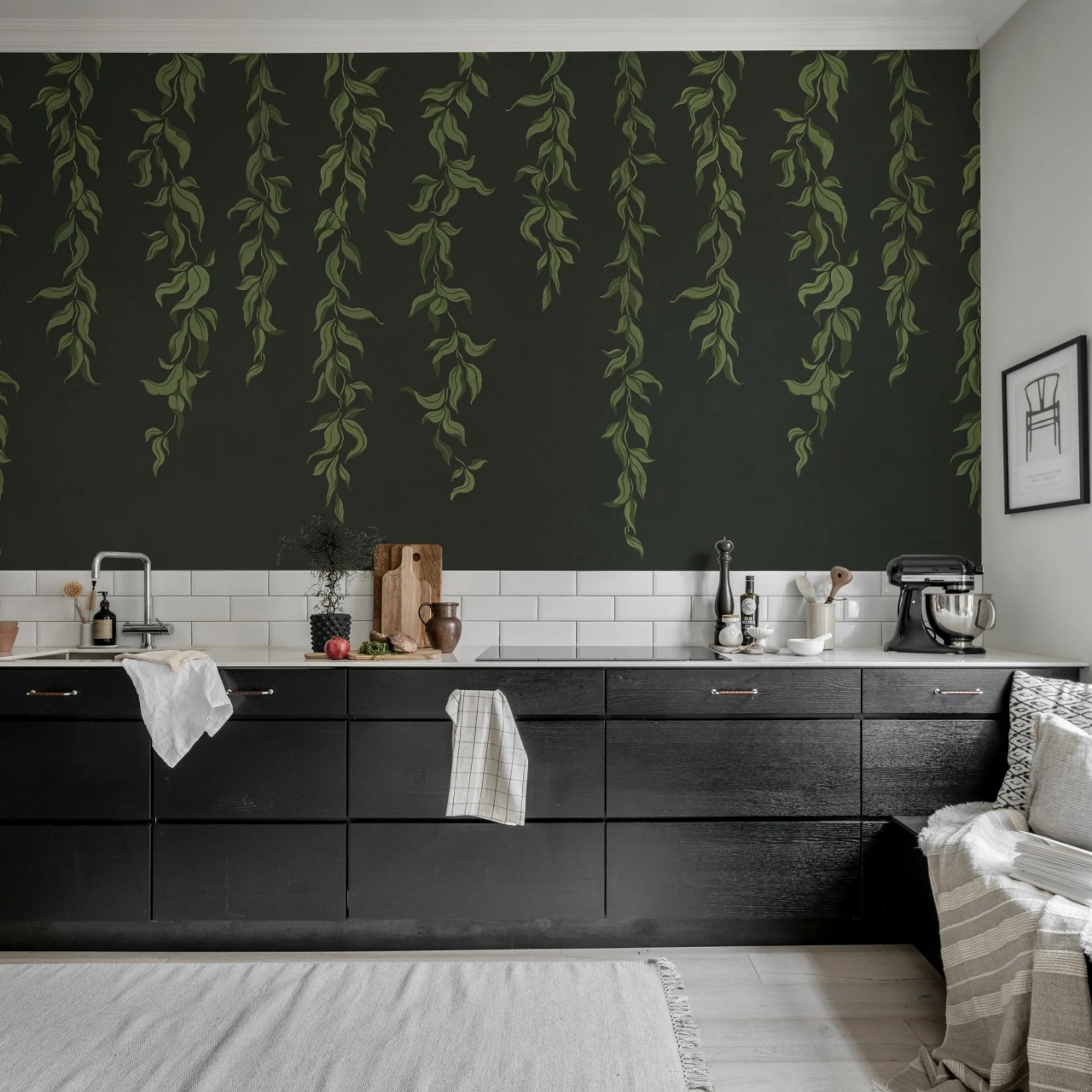 Fototapet, Hanging Leaves, Graphite, Rebel Walls - 3