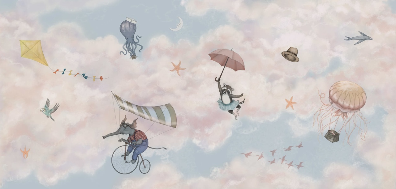 Fototapet, In the Clouds, Pink, Rebel Walls - 2