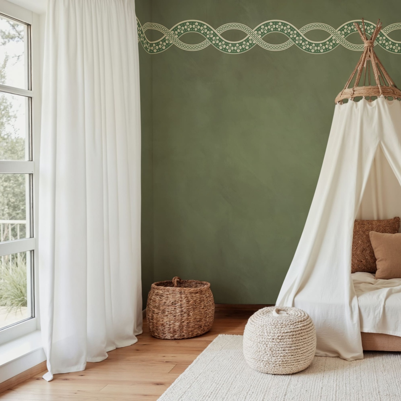 Fototapet, Ivory Braid, Green, Rebel Walls - 3